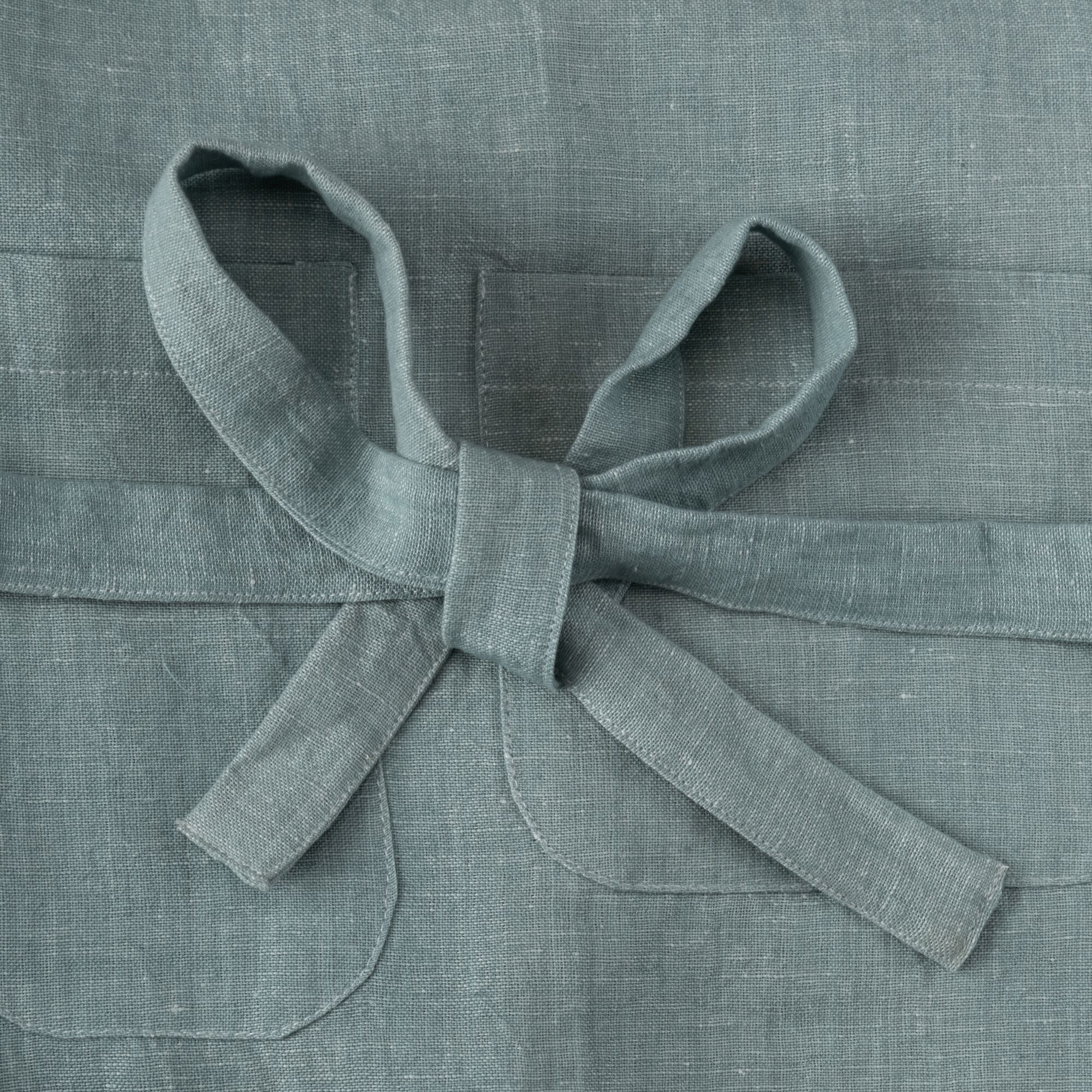 SIL - Tablier effet froissé en lin et coton - bleu calaluna