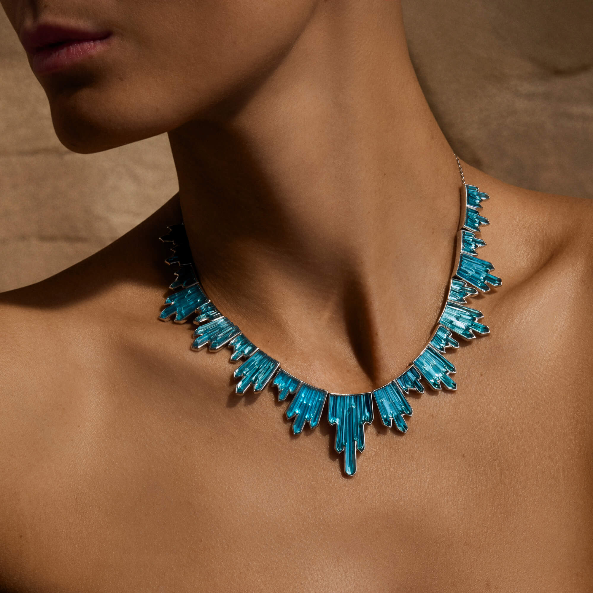 COLLIER TERRAMINERAL 21 CRISTAUX - CRISTAL BLEU PERSÉPOLIS, ARGENT