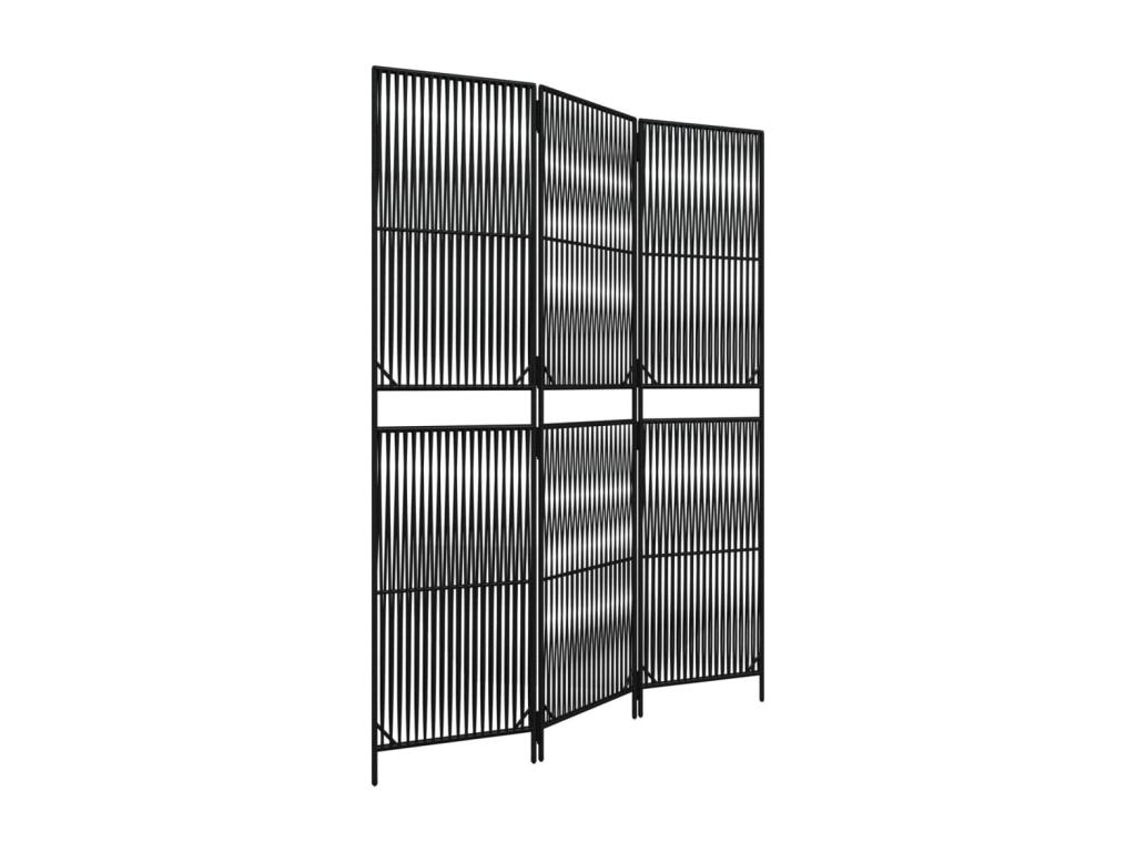 Tabique de resina tejida negra de 3 paneles