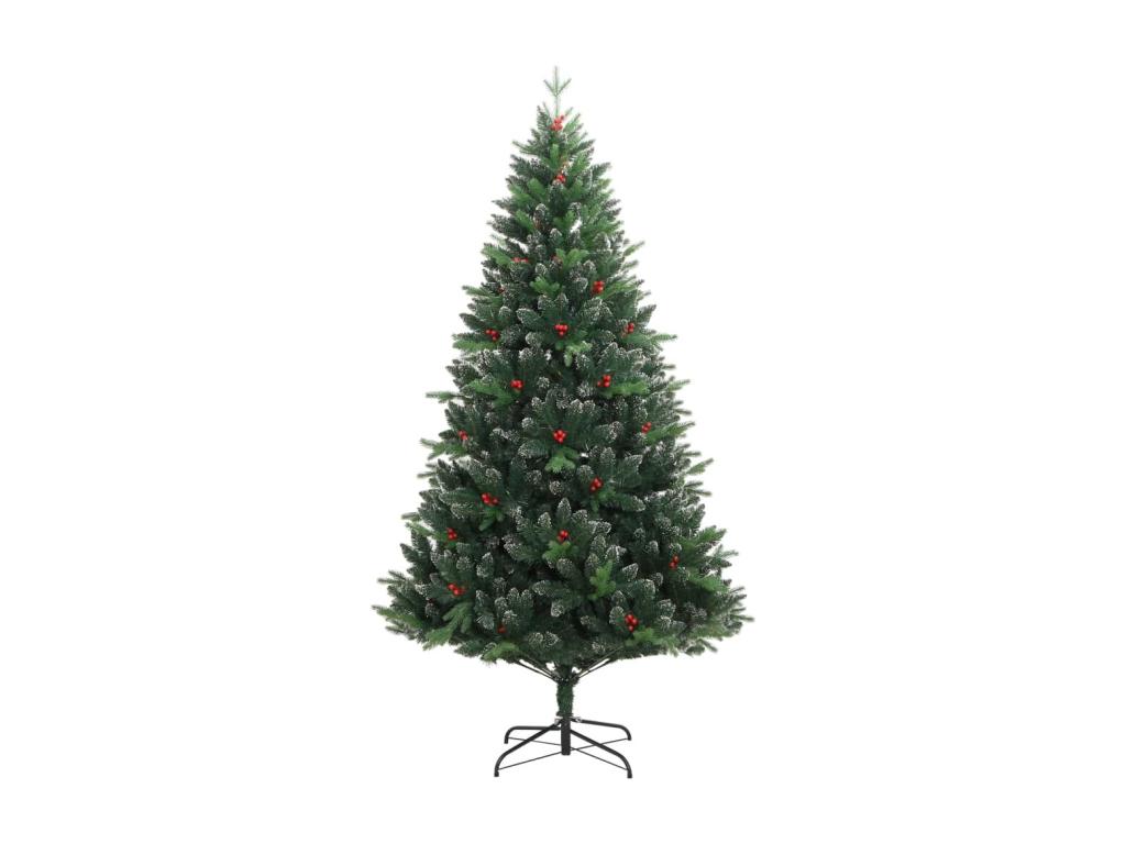 Árbol de Navidad artificial con bisagras y frutos rojos 210 cm