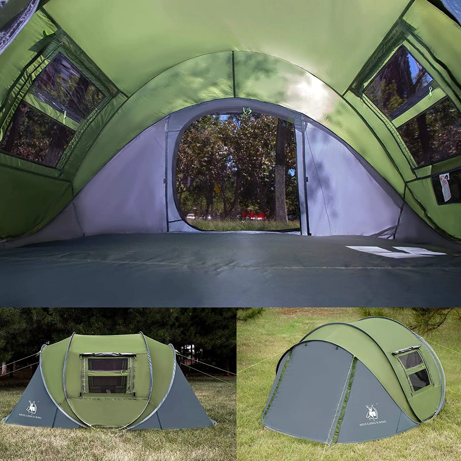 4 Person Easy Pop Up Tent,9.5-X6.6-X52'',Waterproof, Automatic Setup,2 Doors-Instant Family Tents for Camping, Hiking & Traveling - Image 3