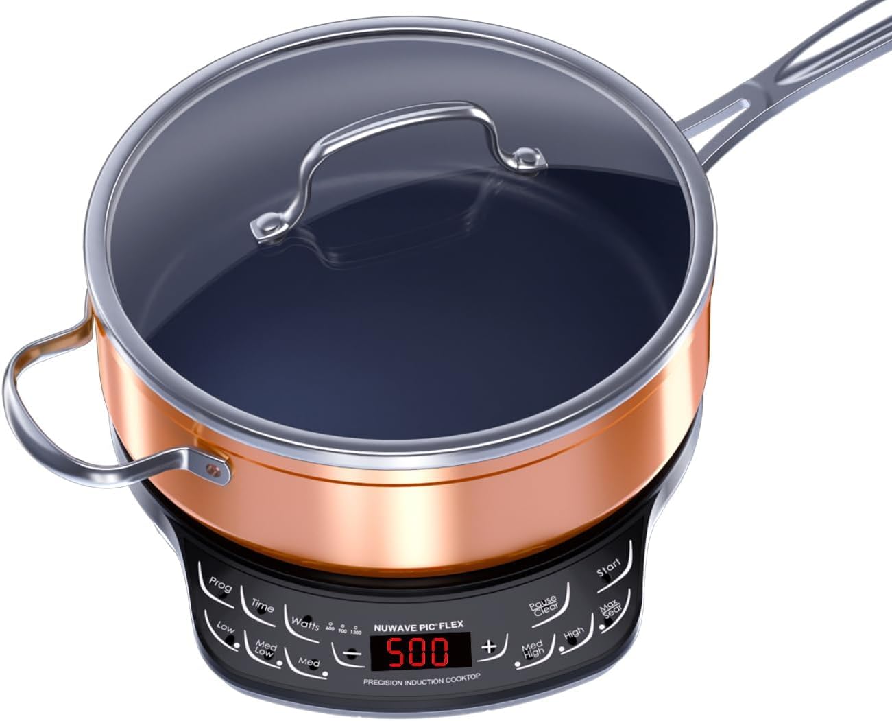 Nuwave Mosaic Induction Wok, Precise Temp Controls from 100°F to 575°F in 5°F, Wok Hei, Infuse Complex Charred Aroma & Flavor, 3 Watts 600,900 & 1500, Authentic 14-inch Carbon Steel Wok Included,Black