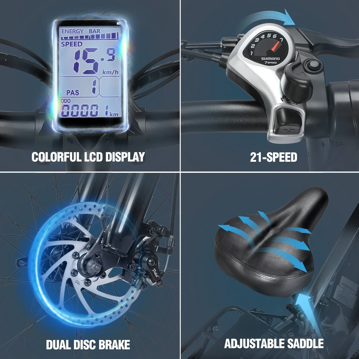 Dual Motor PEAK 3000W Electric Bike for Adults,31mph 48V 23Ah Electric Bicycle,26" Fat Tire Mountain Bike UL2849 - Image 13