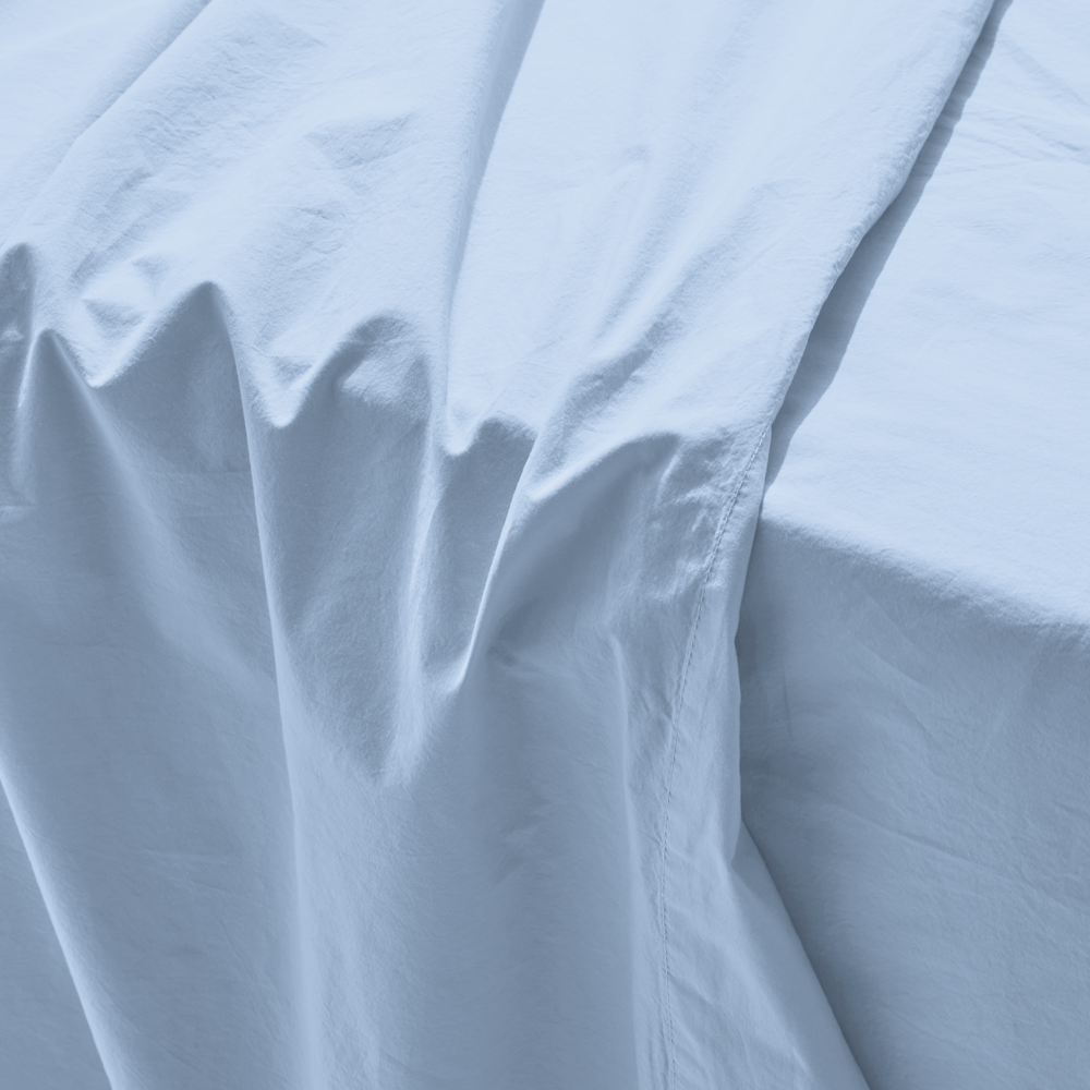 Drap plat en percale de coton - Bleuet