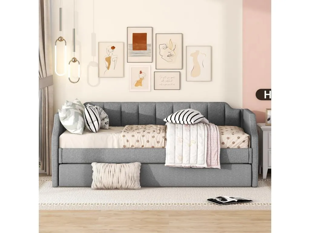 Cama Boverdeco 90x200cm 90x190cm - Sofá cama extensible con somier de láminas de Boverdeco sin colchón - Boverdeco Gris