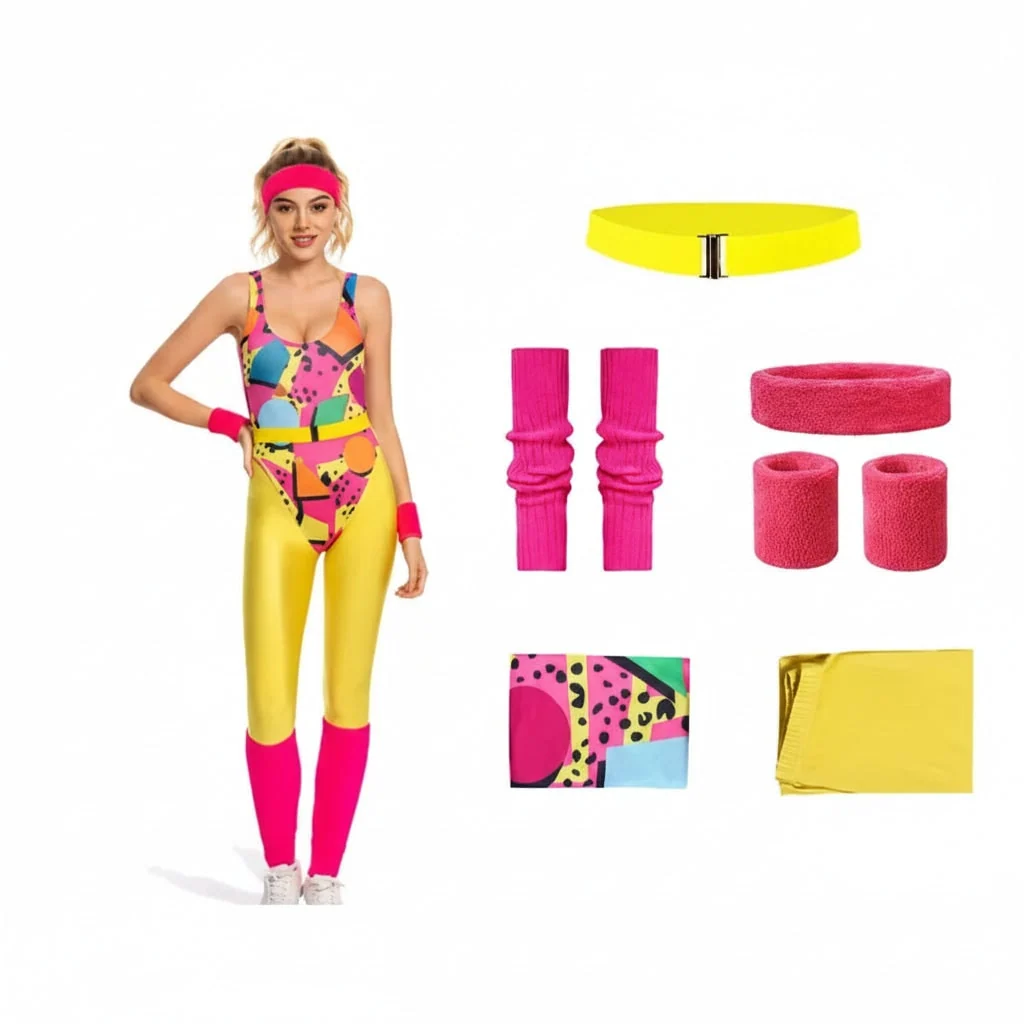 Halloween Costumes Girls Retro Fitness Outfit Set - Image 6 Halloween Costumes Girls Retro Fitness Outfit Set - Image 6