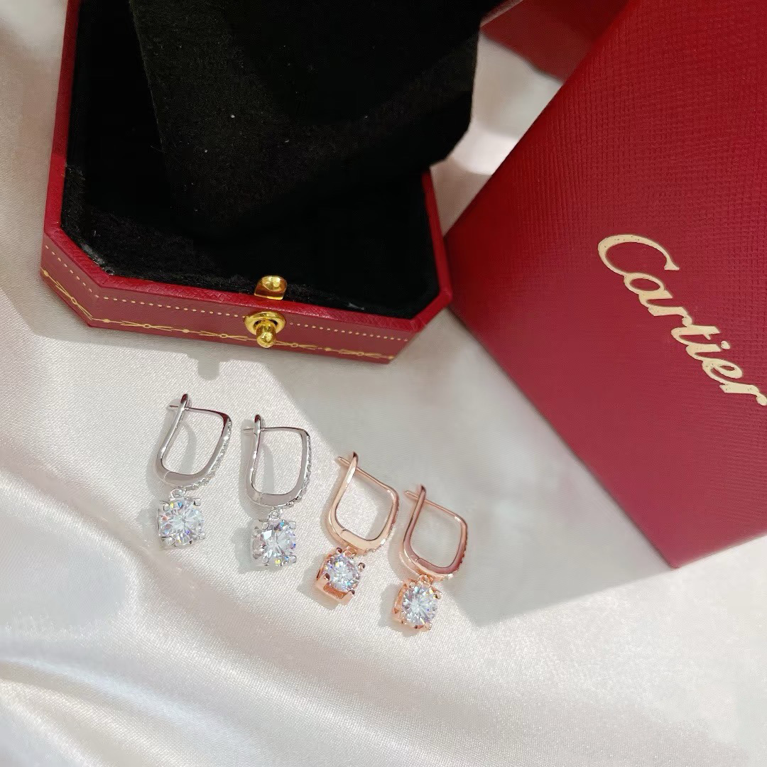 Cartier Square Diamond Dangle Earrings - Original Replica Club