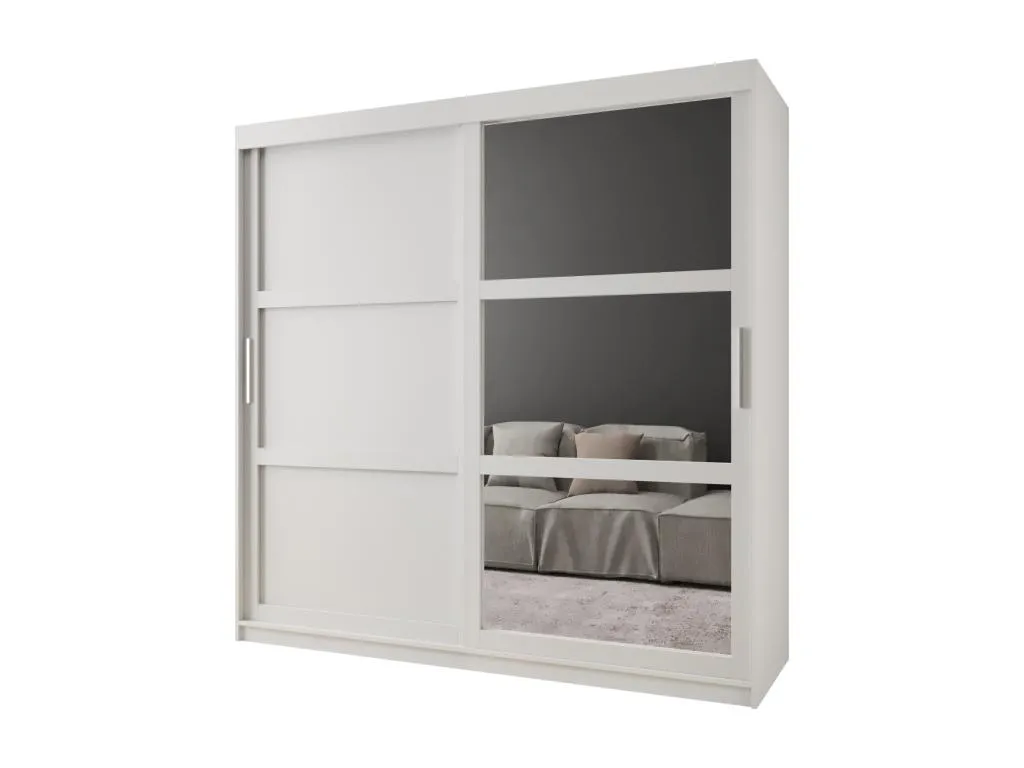 Armario Miror de 3 puertas correderas, blanco puro, 200x200x62 cm mpq3430919
