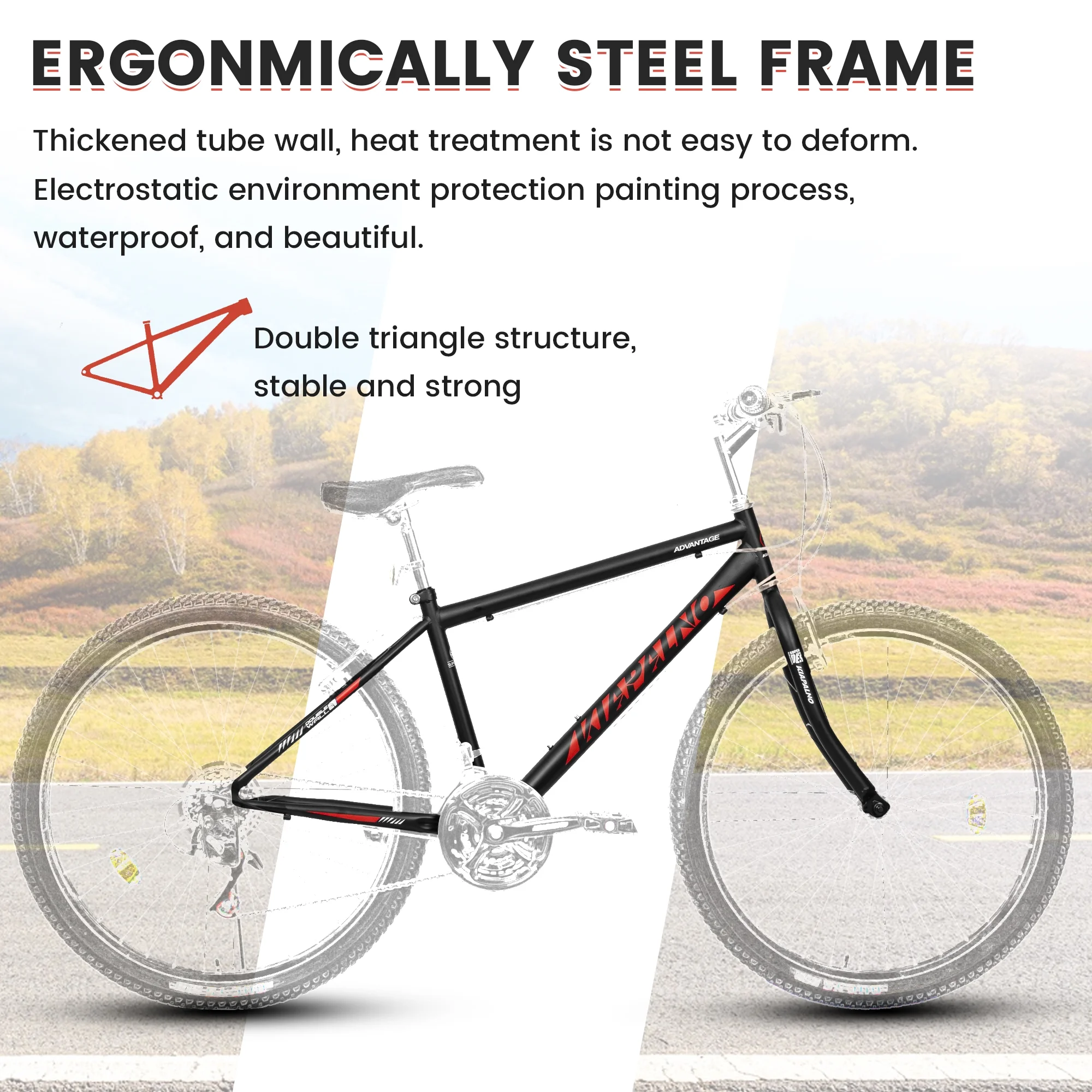 Ecarpat Mountain Bike 26 Inch for Men Women, 21 Speeds High-Carbon Steel Frame, Classic Adult Teens Sport Bicycle, V Brakes Bicycle for Snow City Commuters and Short Trip - Image 8