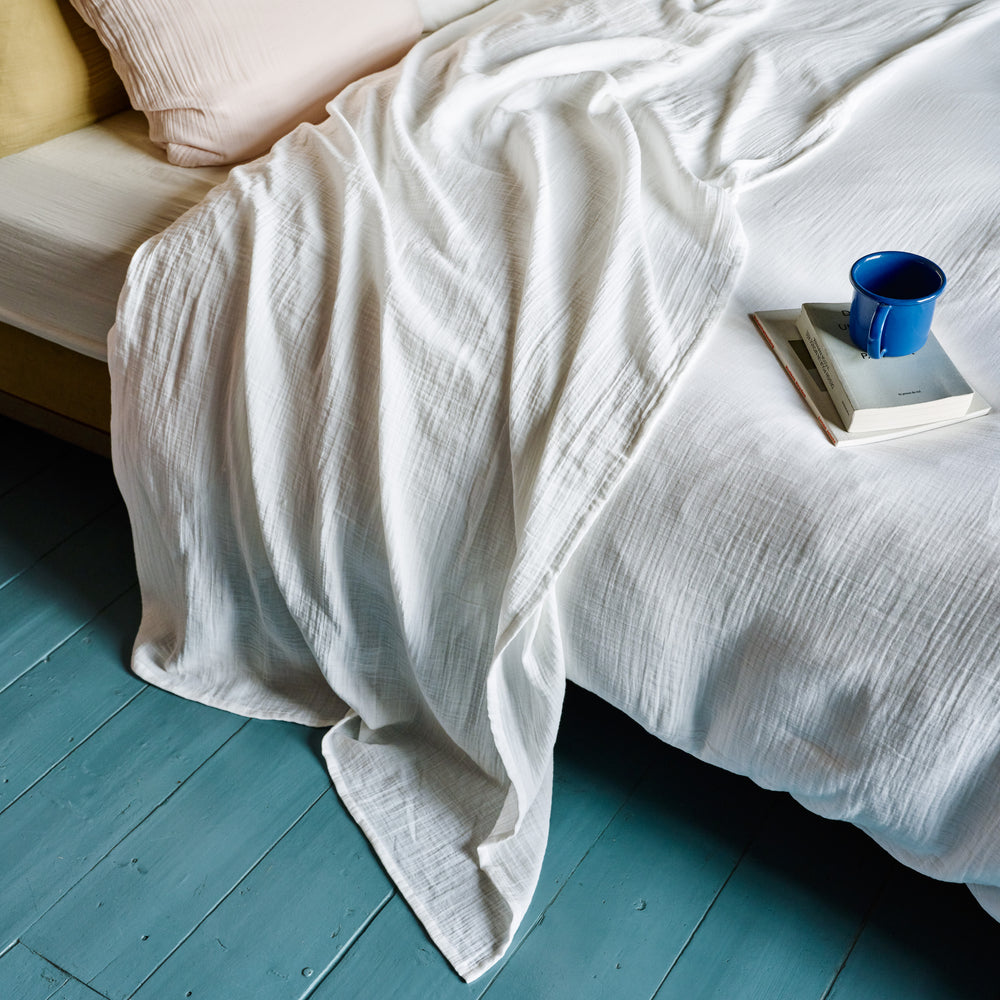 Drap plat en gaze de coton - Blanc de Meudon