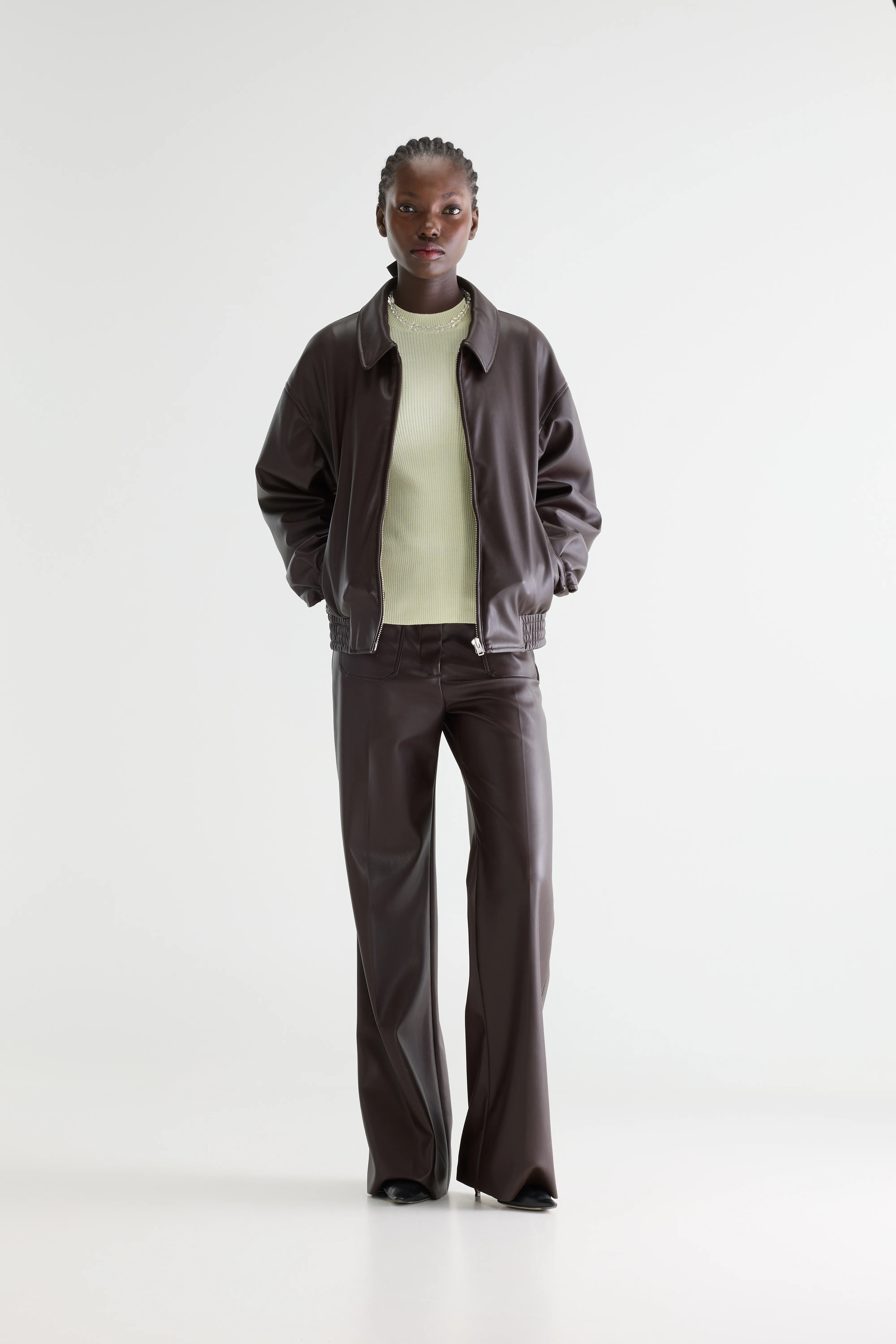 Bellerose Jenn faux-leather jacket (261 / W / DARK ROAST)