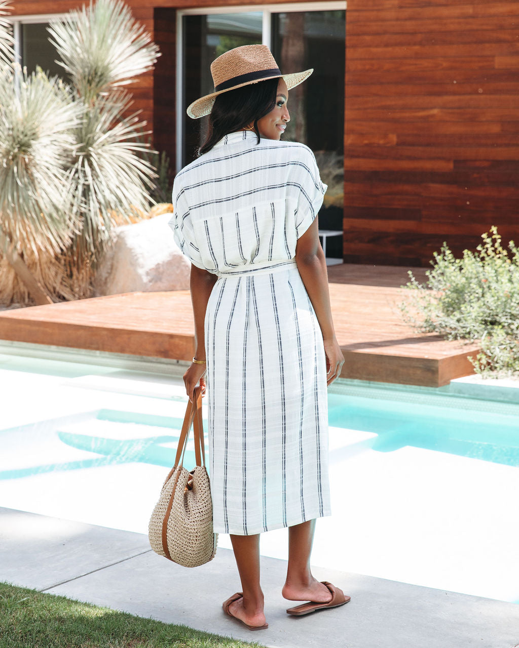 Brunswick Striped Button Down Midi Dress - FINAL SALE - Se7enfashion