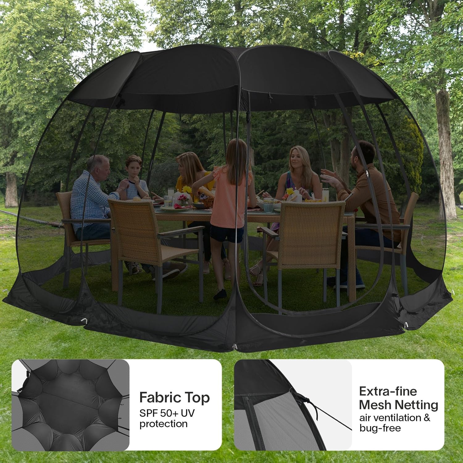 Screen gazebo sleeps 6-10-15 people Igloo-style canopy tent mosquito net on the sides Perfect
