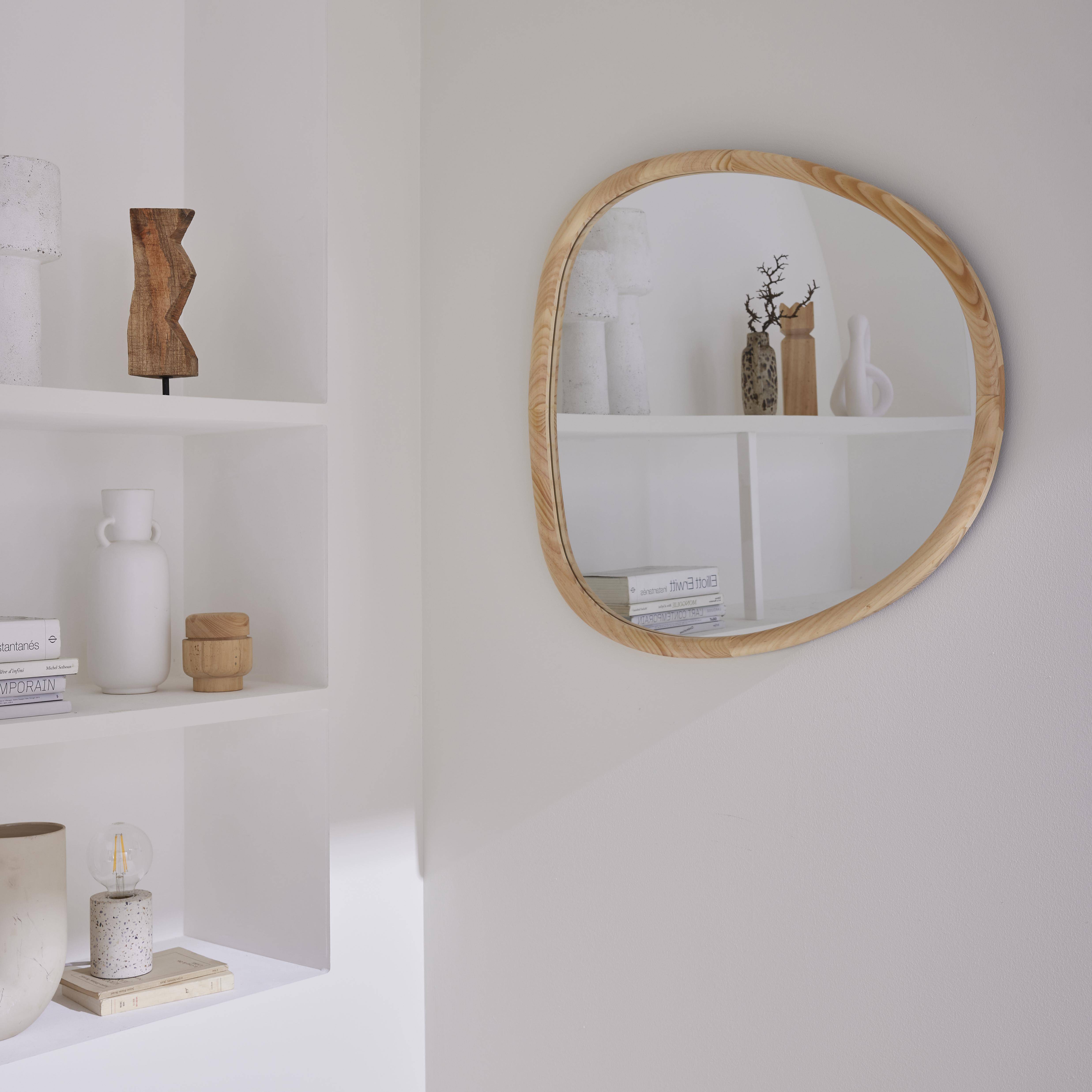 Charlie - Espejo de madera de abeto decorativo de pared, 75cm