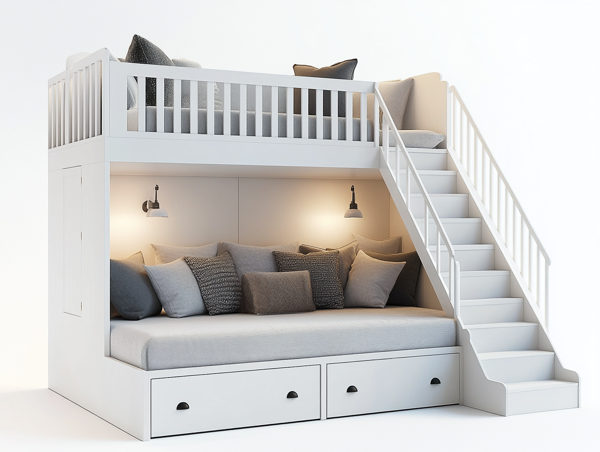 Cama litera con escaleras y almacenamiento FH4478628