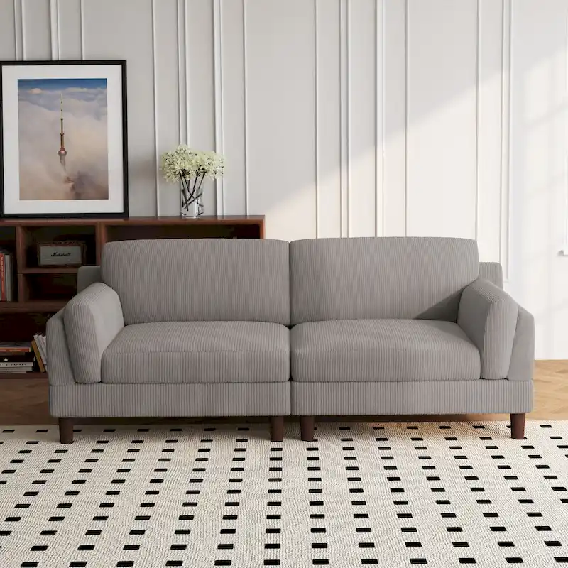 90-Inch Oversized Corduroy Sofa for Living Room with Reversible Cushions