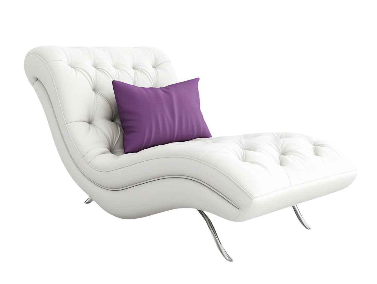 Sofá Chaise Longue Blanco 180x80cm para Sala de Estar Estilo Moderno con Cojín Morado fb1826306