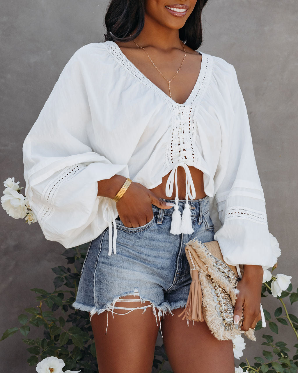Rowan Cotton Adjustable Billowed Crop Top - FINAL SALE - Se7enfashion