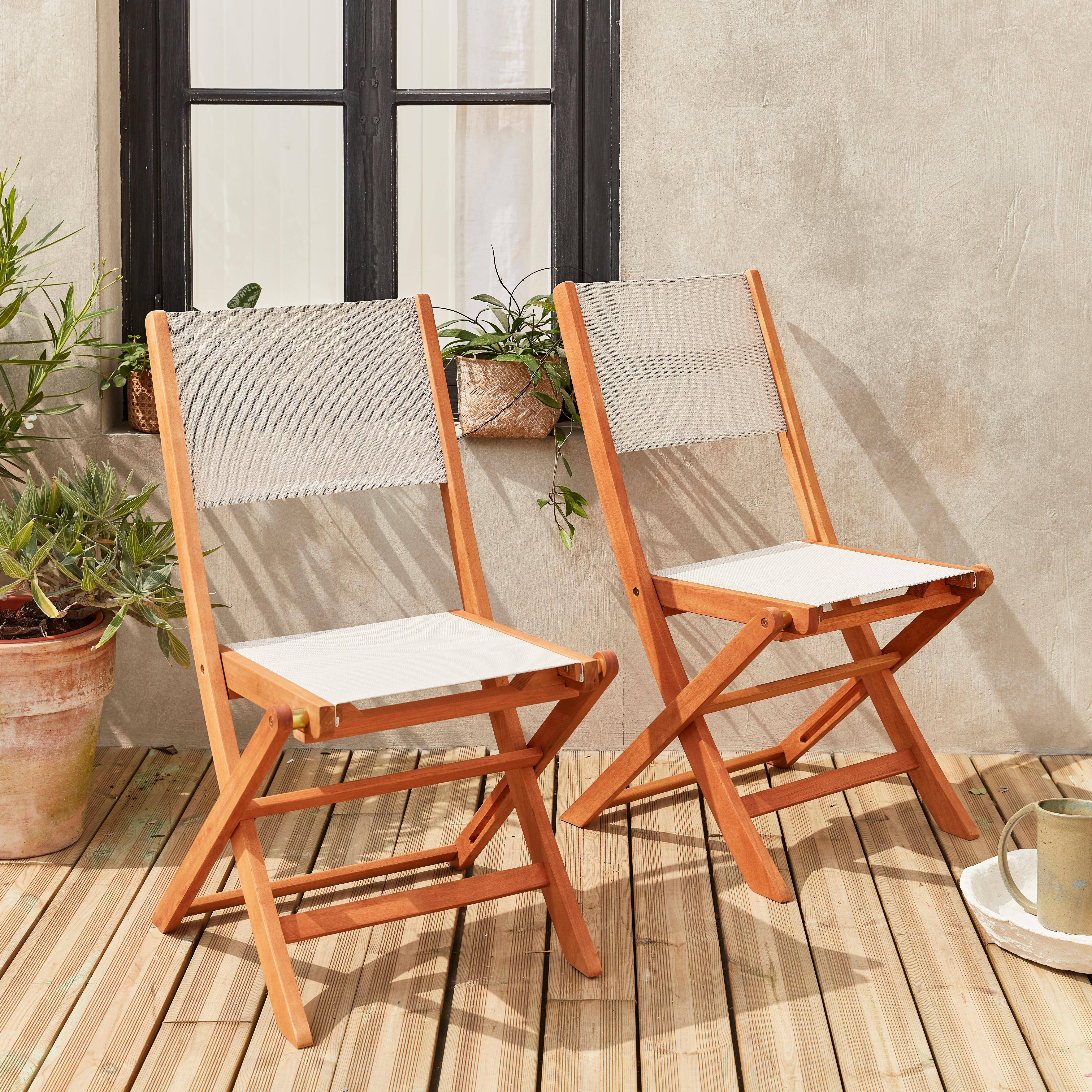 Almeria - Silla de jardín plegable de madera de eucalipto, set de 2