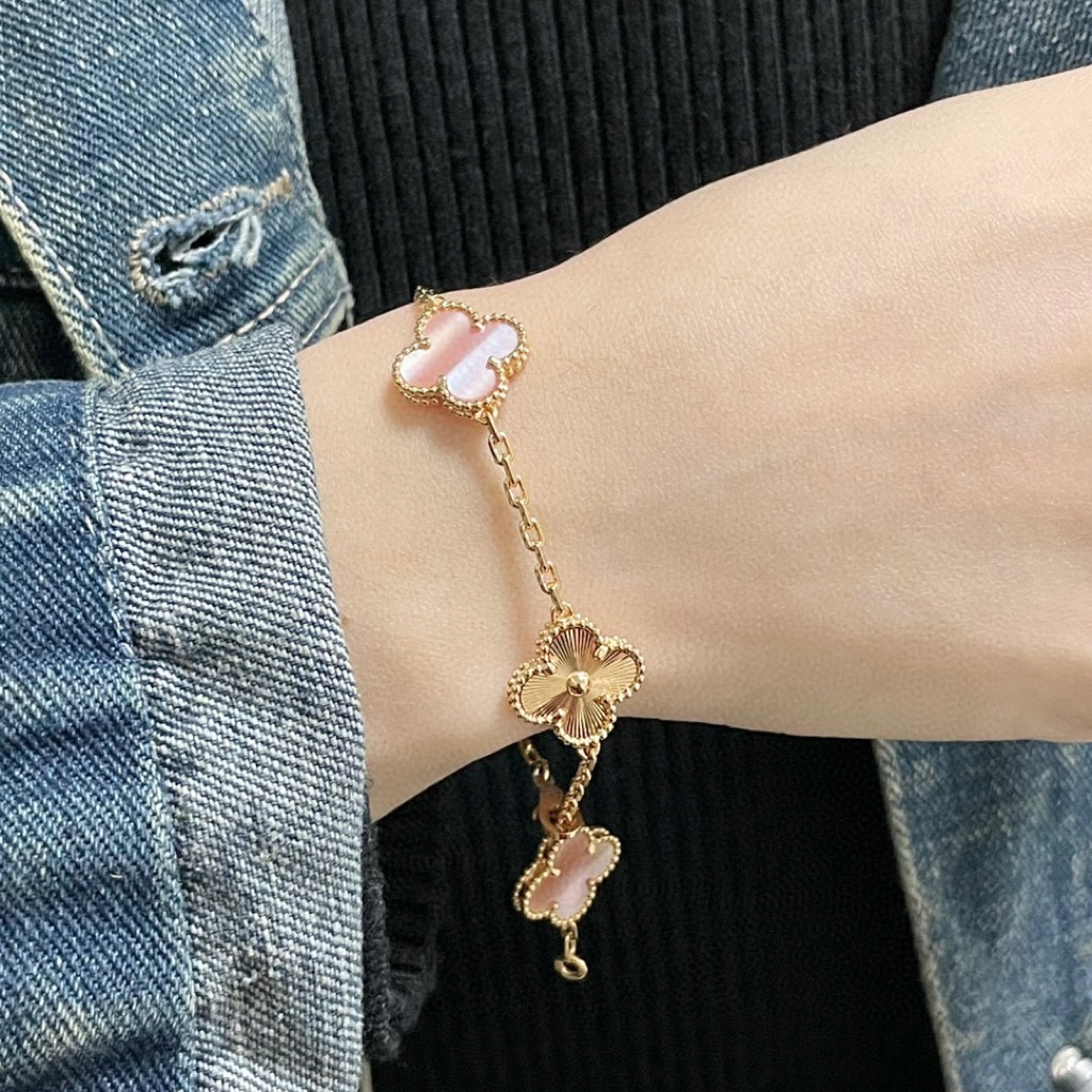 VCA Pink Vintage Alhambra Bracelet 5 Motifs - Original Replica Club