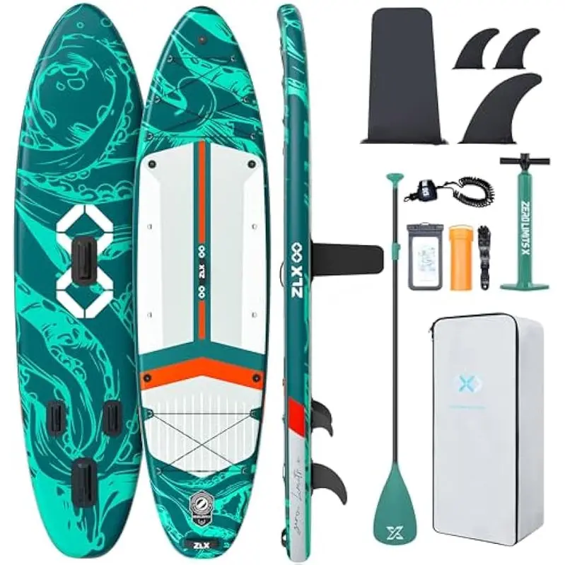 ZLX Inflatable Stand-Up Paddle Board, 11'6in, Extra-Wide, Jade Canyon