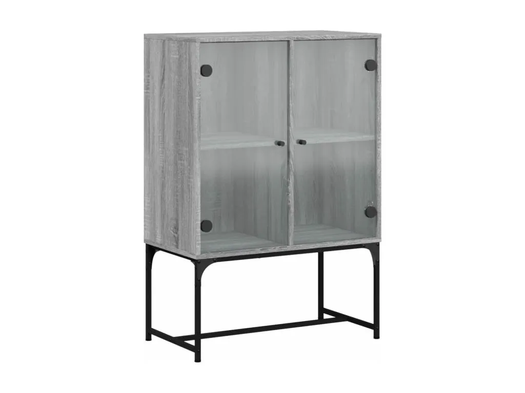 Armario auxiliar puertas de vidrio gris Vivircalido 69x37x100 cm 28023yxyf