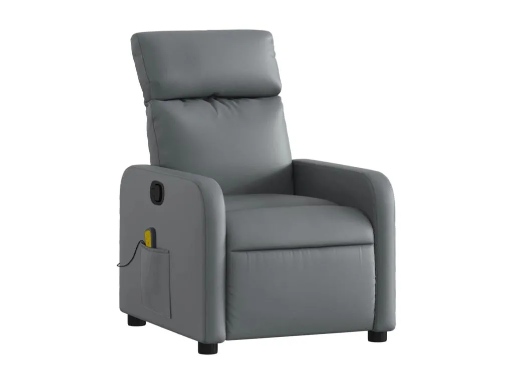 Sillón de masaje reclinable cuero sintético gris