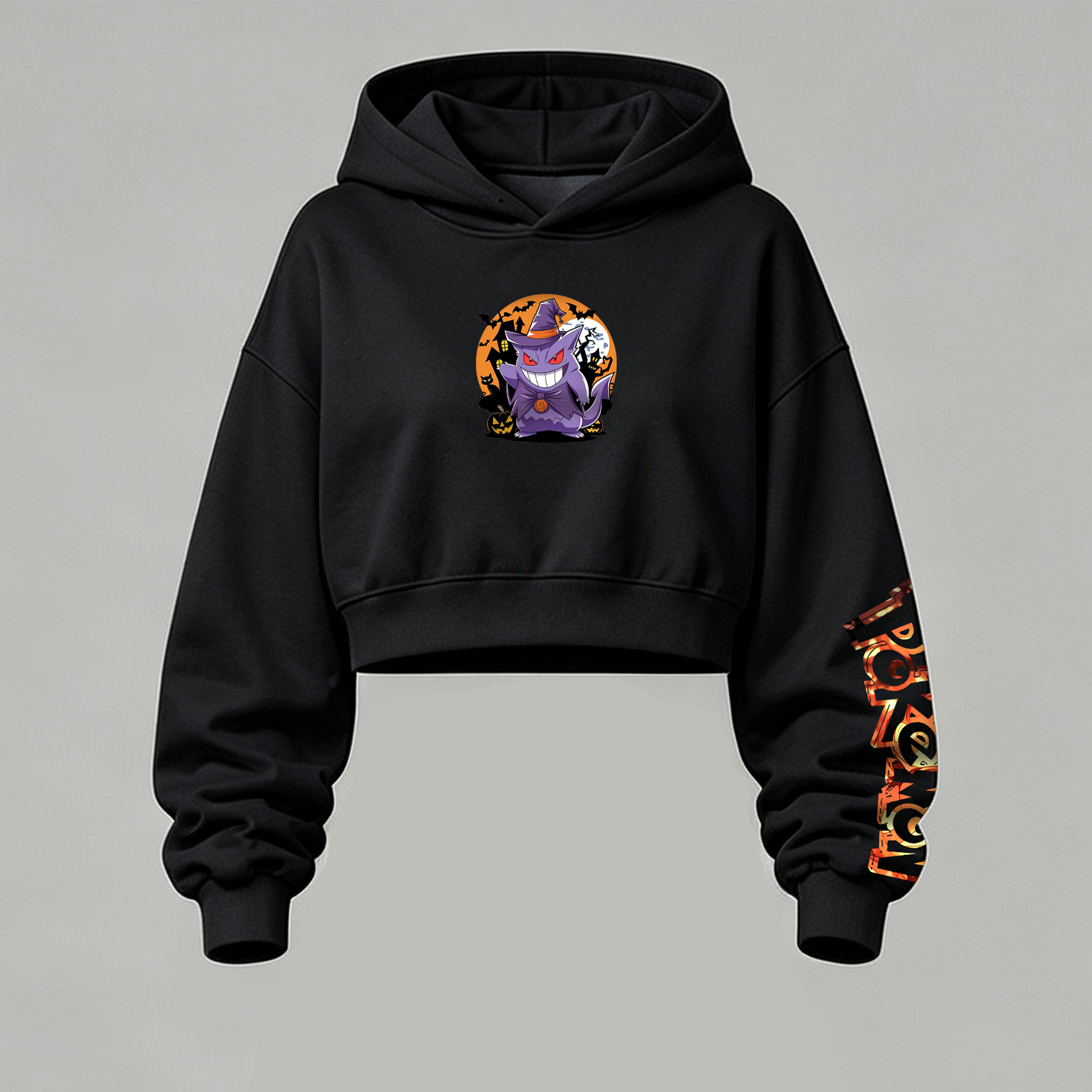 Pokémon Halloween Series Cropped Long Sleeve Hoodie & High Waist Jogger Pants Two Piece TeeThreads Sustain the Scene with Custom Apparel