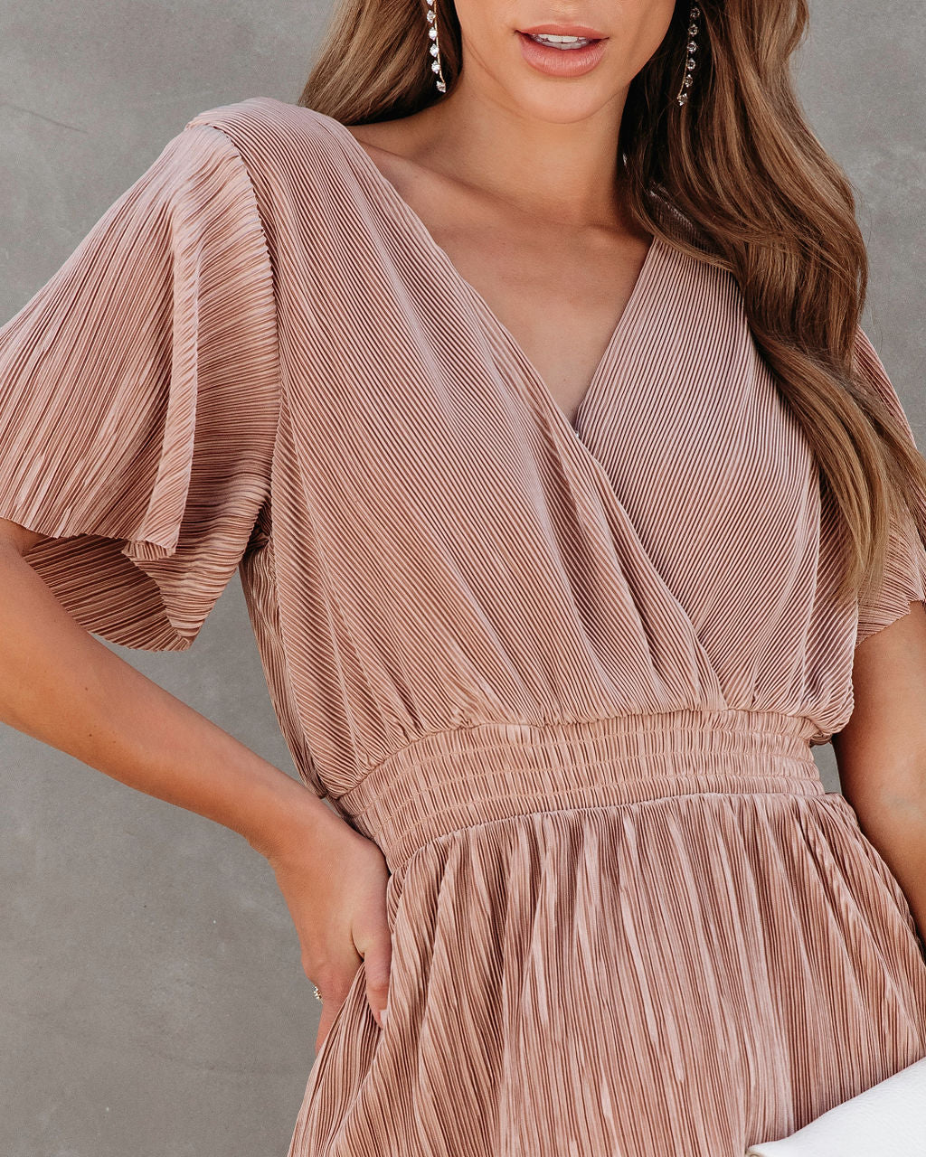 Perfect For Me Plisse Tiered Midi Dress - Mauve - Se7enfashion