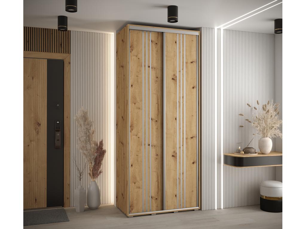 ARMARIO DAVOS 6 DE PUERTAS CORREDERAS 235,2/110/45 2 puertas (Artisan/Artisan/Plata)