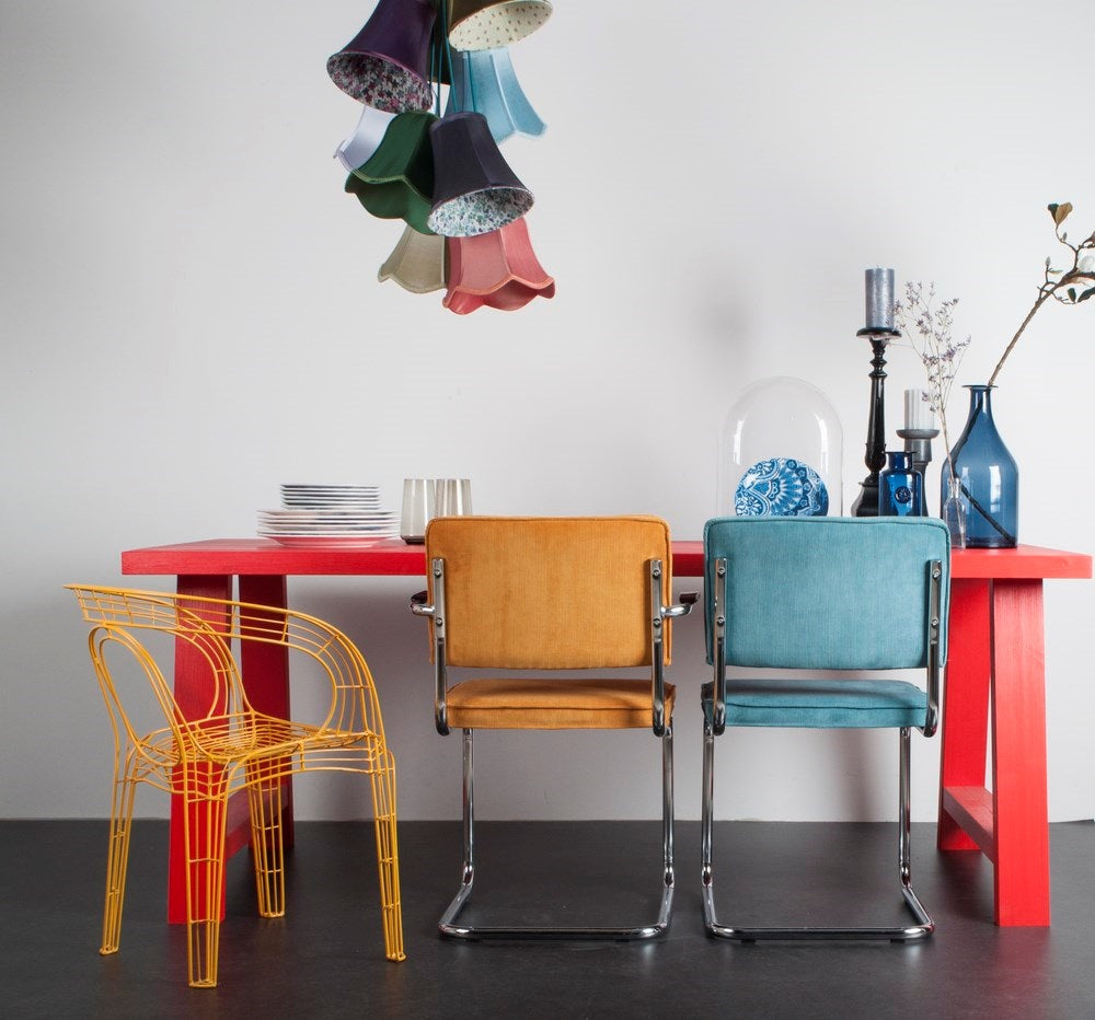 Zuiver Ridge Eetkamerstoel - Ribstof - Geel