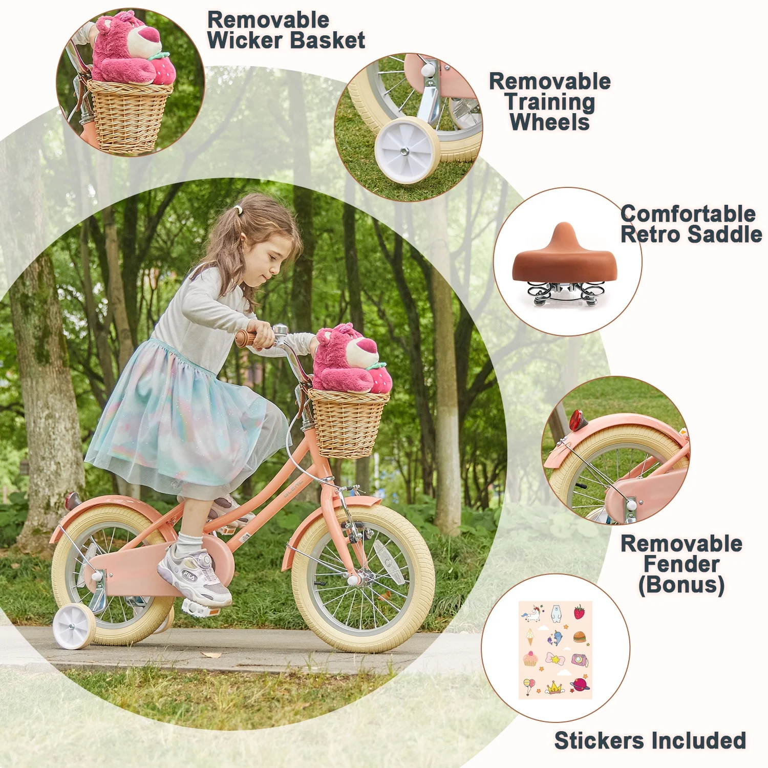 Glerc Little Molly 12 inch Kids Girls Bike for1 2-4 Years Old Child and Toddler,gifts,Pink - Image 41