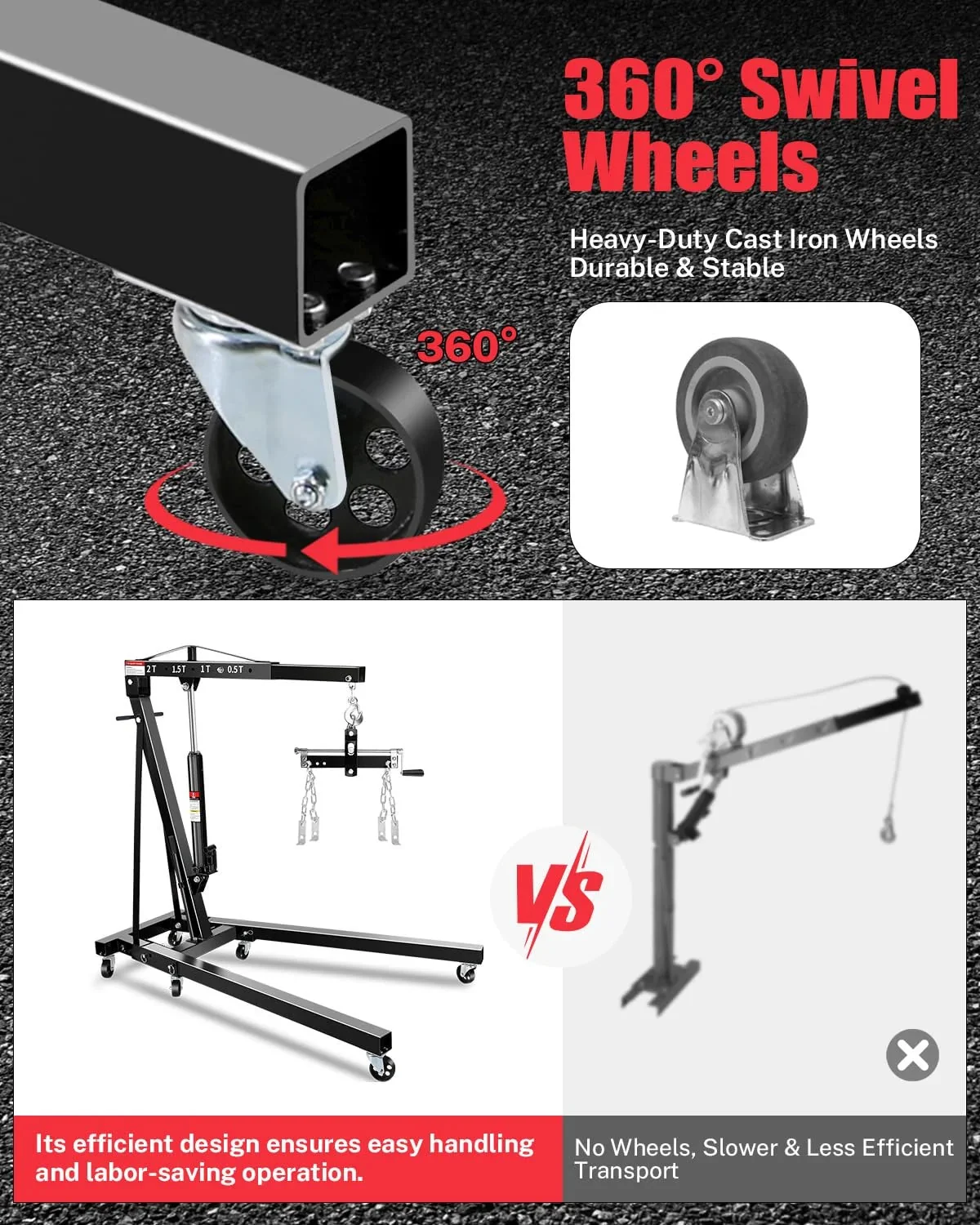 Garvee 2 Ton Hydraulic Folding Shop Crane Engine Hoist With Lever - Image 16 Garvee 2 Ton Hydraulic Folding Shop Crane Engine Hoist With Lever - Image 16
