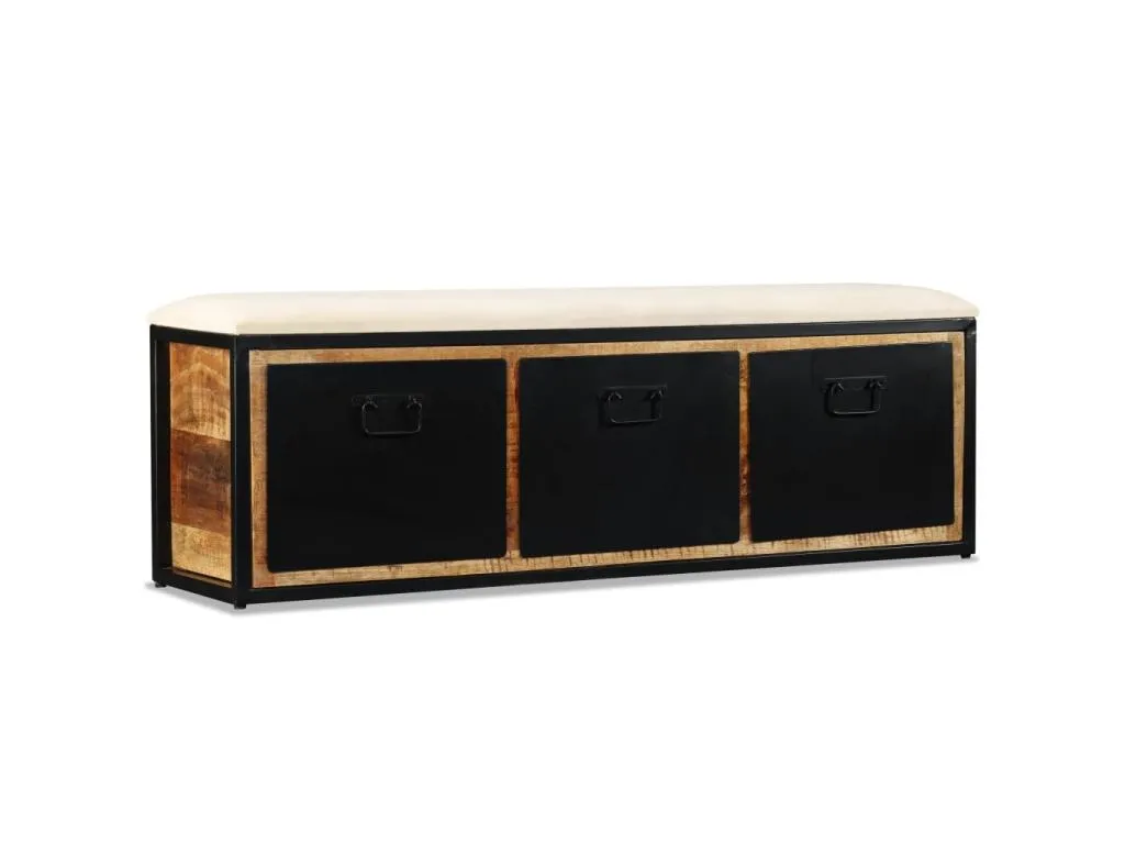 Banco almacenaje 3 cajones madera maciza mango 120x30x40 cm xnv1567107