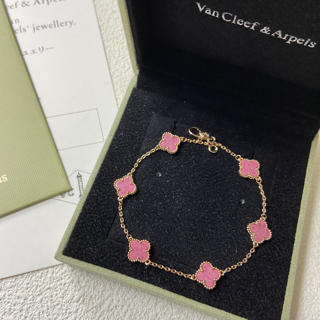 VCA Pink Mini 6 Motifs Sweet Alhambra Bracelet - Original Replica Club