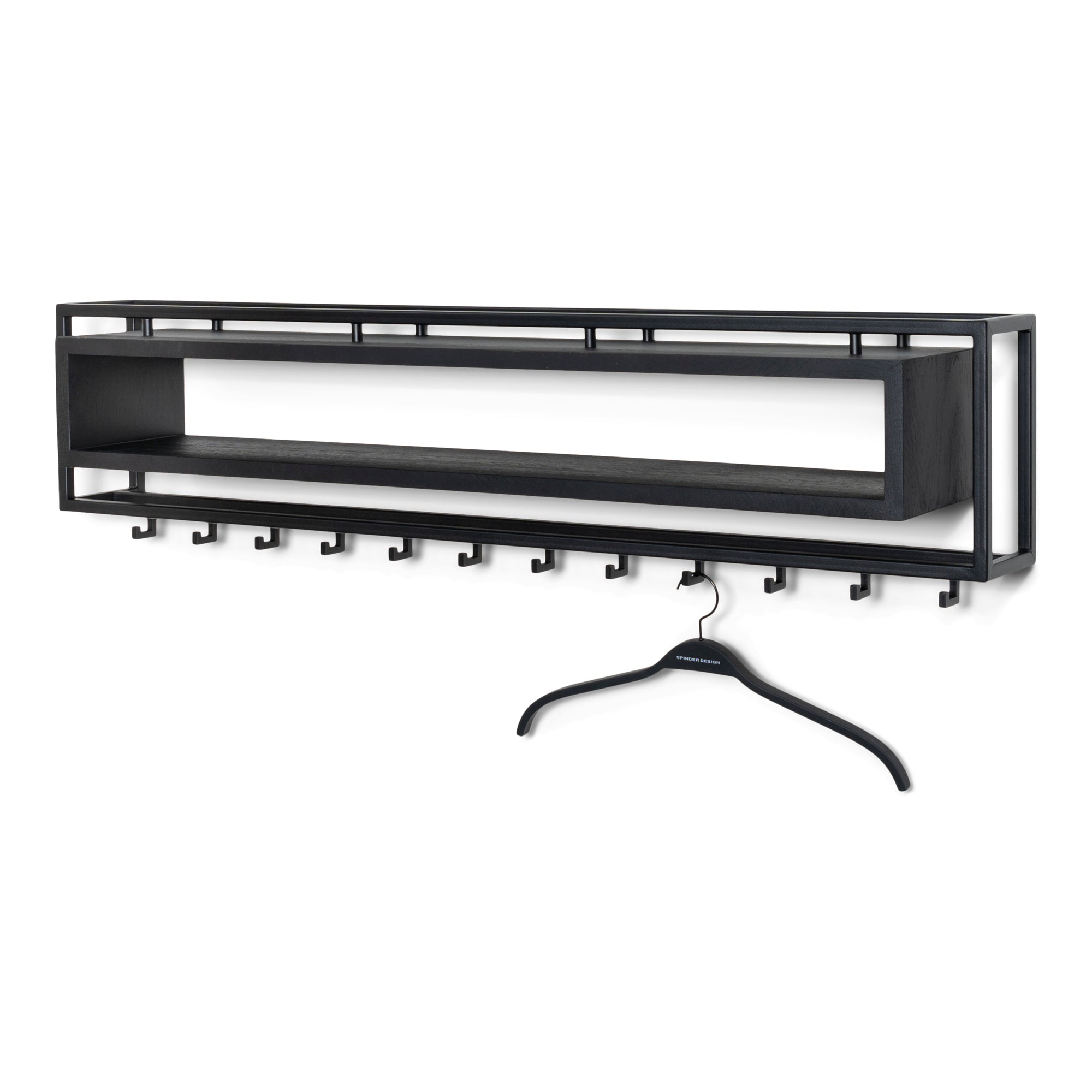 Spinder Design kapstok School 120 Black Edition - Zwart - 12 haken
