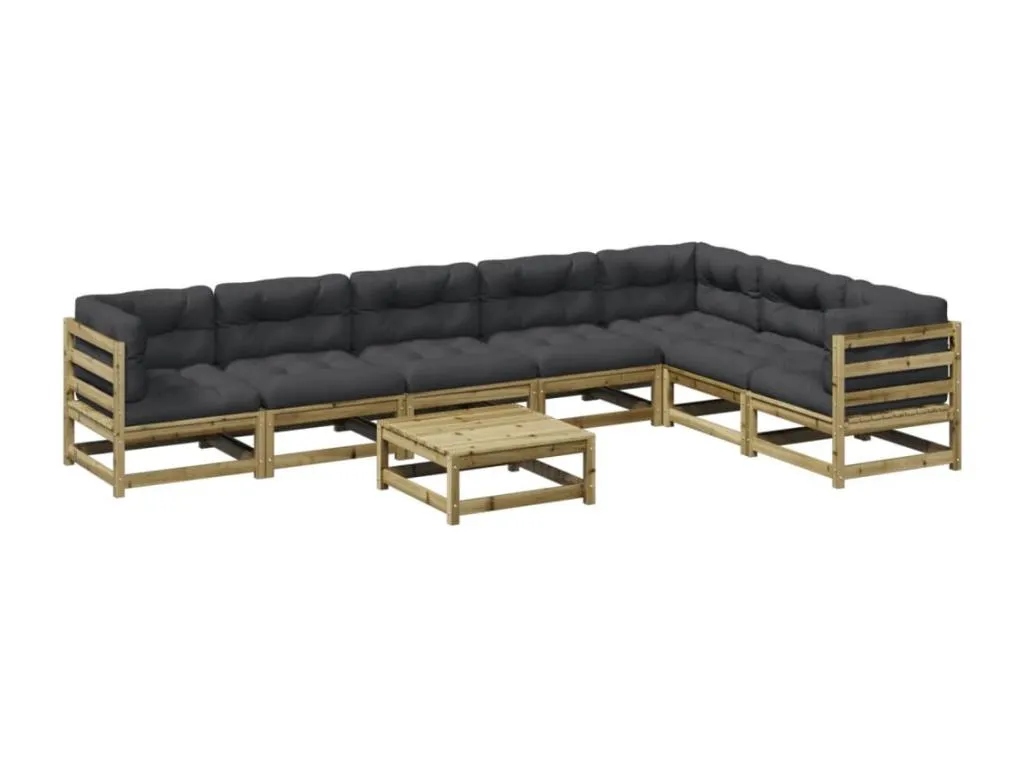 Set de sofás jardín 8 pzas con cojines Hogarmini impregnada wemz12028