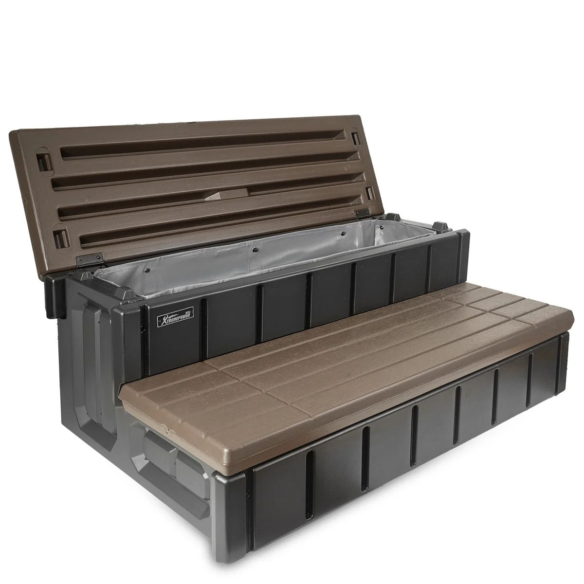XtremepowerUS Hot Tub Steps With Storage, Spa Step, 36" Length, Camper/Deck Steps, Anti-Slip Brown - Image 4