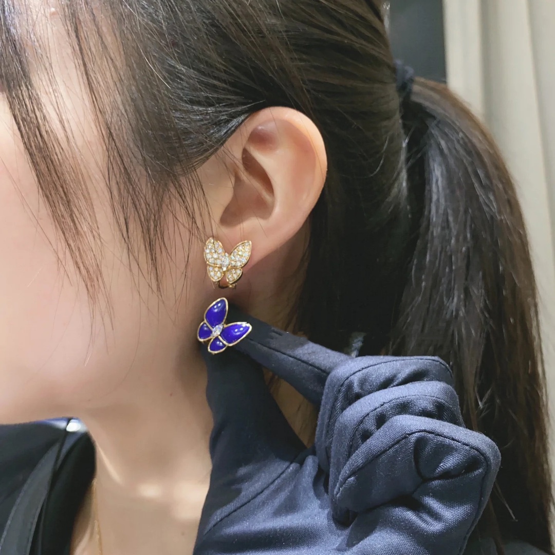 VCA Asymmetric Lapis Lazuli Butterfly Earrings - Original Replica Club