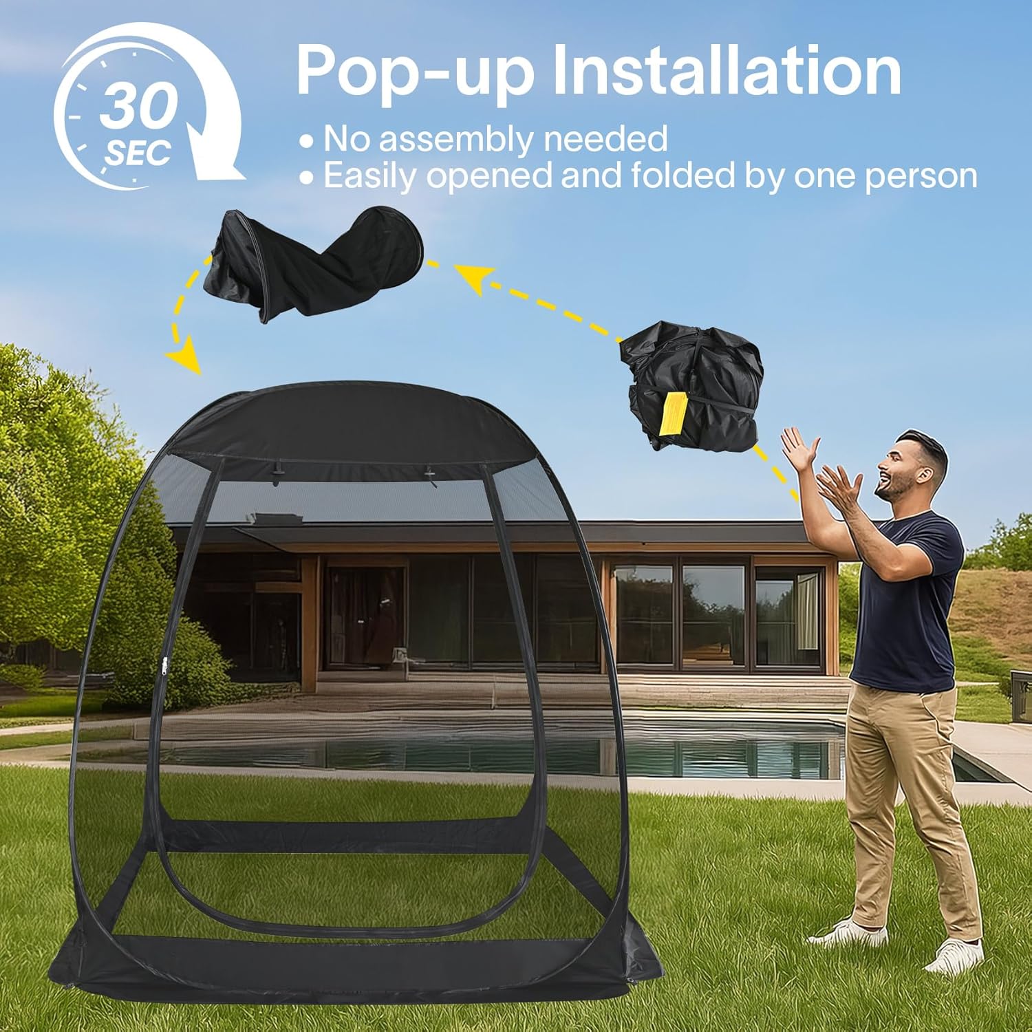 Screen gazebo sleeps 6-10-15 people Igloo-style canopy tent mosquito net on the sides Perfect