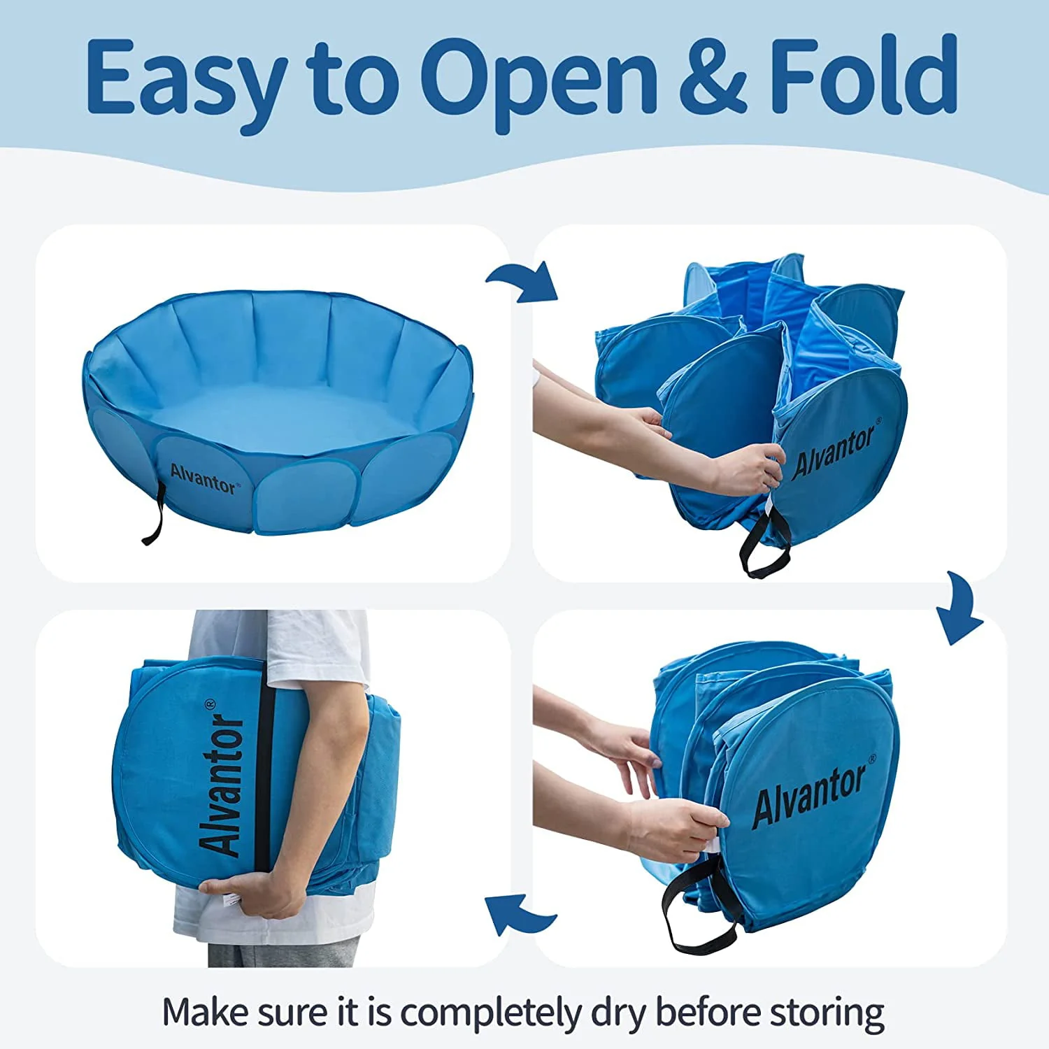 Alvantor Pet Swimming Pool Dog Bathing Tub Kiddie Pools Cat Puppy Shower Spa Foldable Portable Indoor Outdoor Pond Ball Pit Patent Pending - Image 6