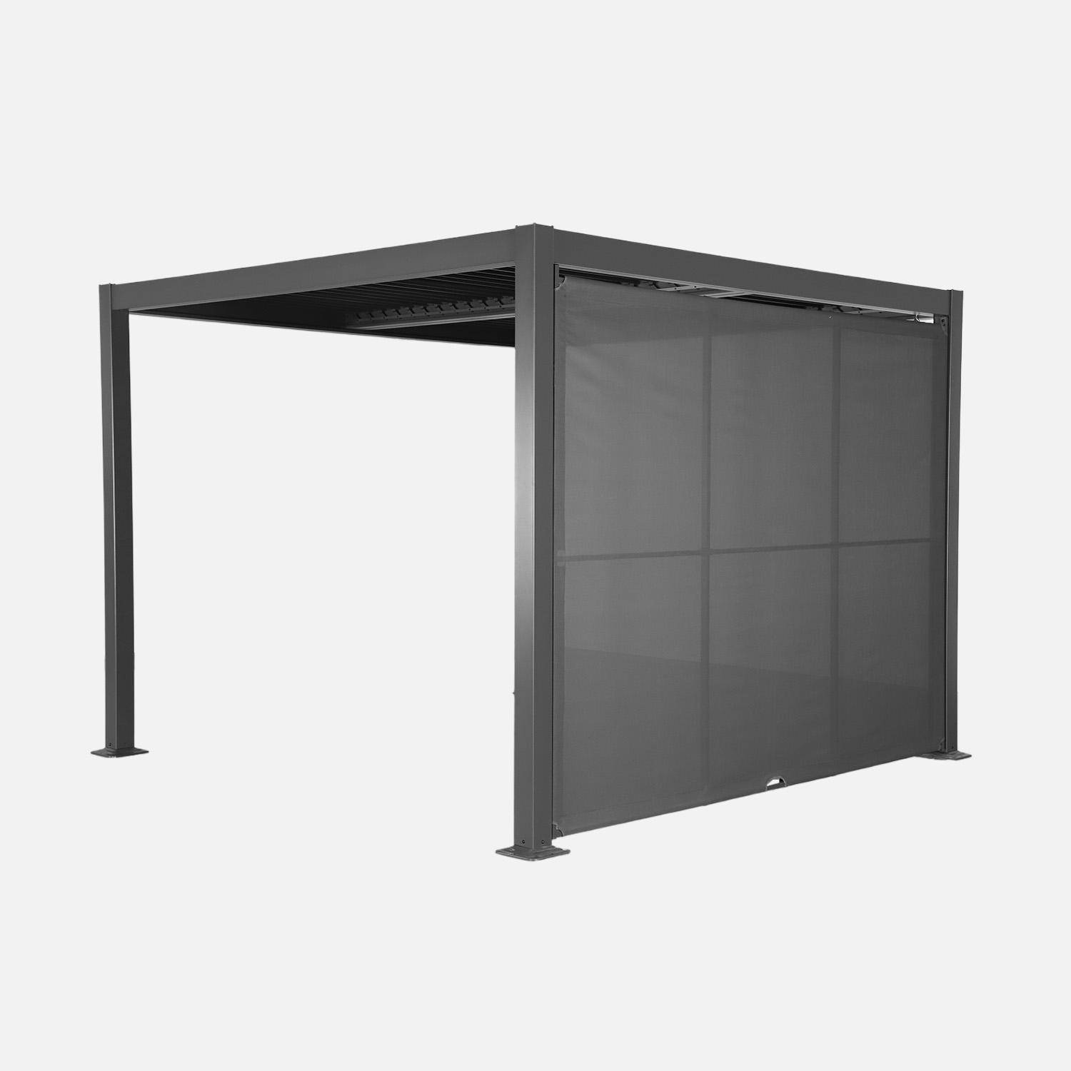 Palace 3x3m + accesorio - Pérgola bioclimática de aluminio y acero 3x3m + toldo 3m