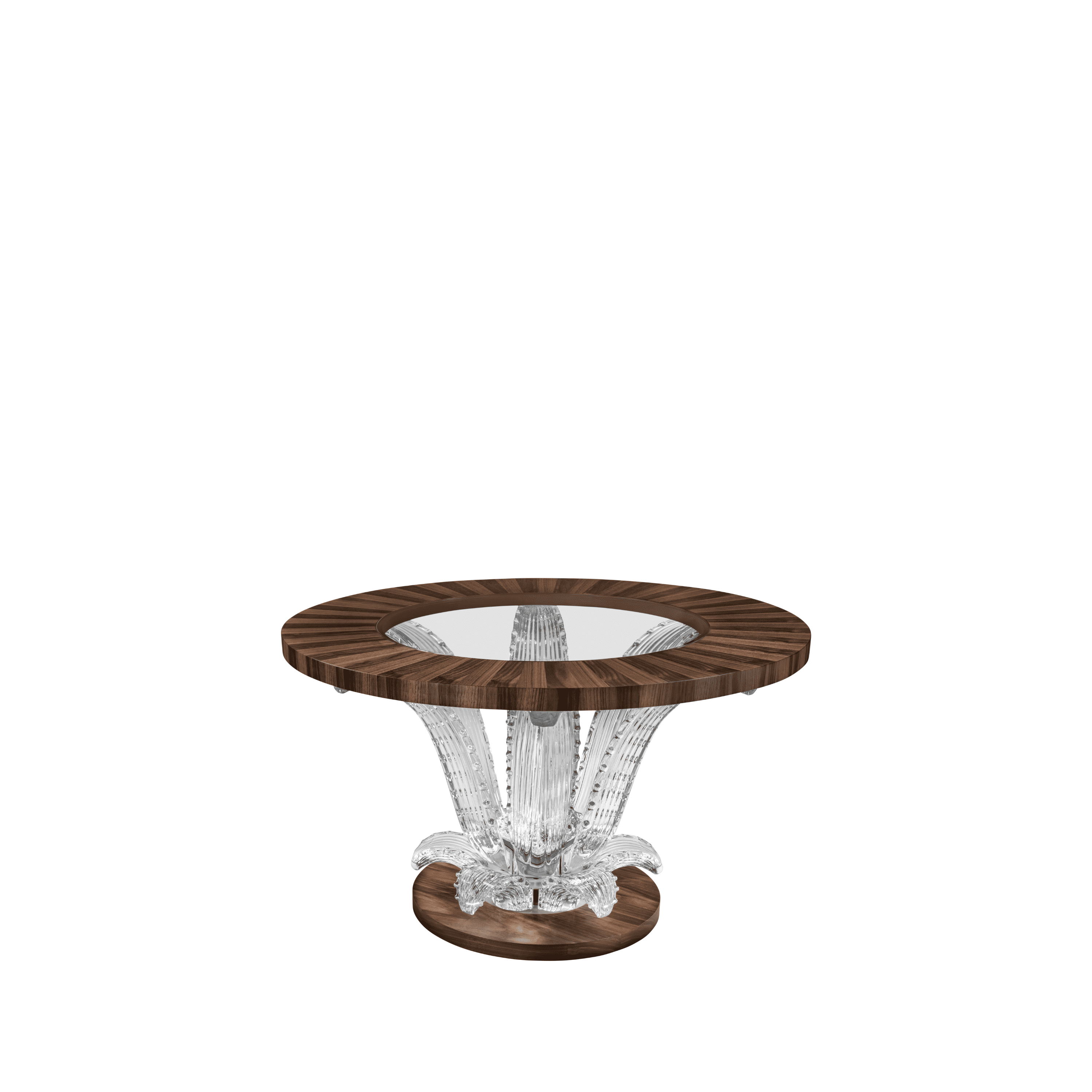 TABLE BASSE CACTUS NOYER PETIT MODÈLE - CRISTAL INCOLORE, NOYER