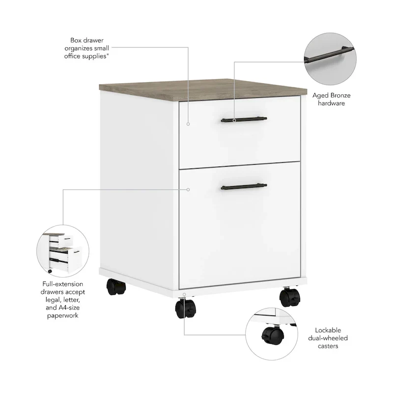 Bush Furniture Key West Mobile File Cabinet with 2 Drawers