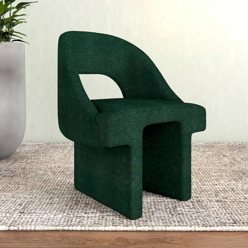 Modern Elegant Boucle Upholstered Accent Chair with MDF Wood Frame for Home Office, Living Room, and Bedroom