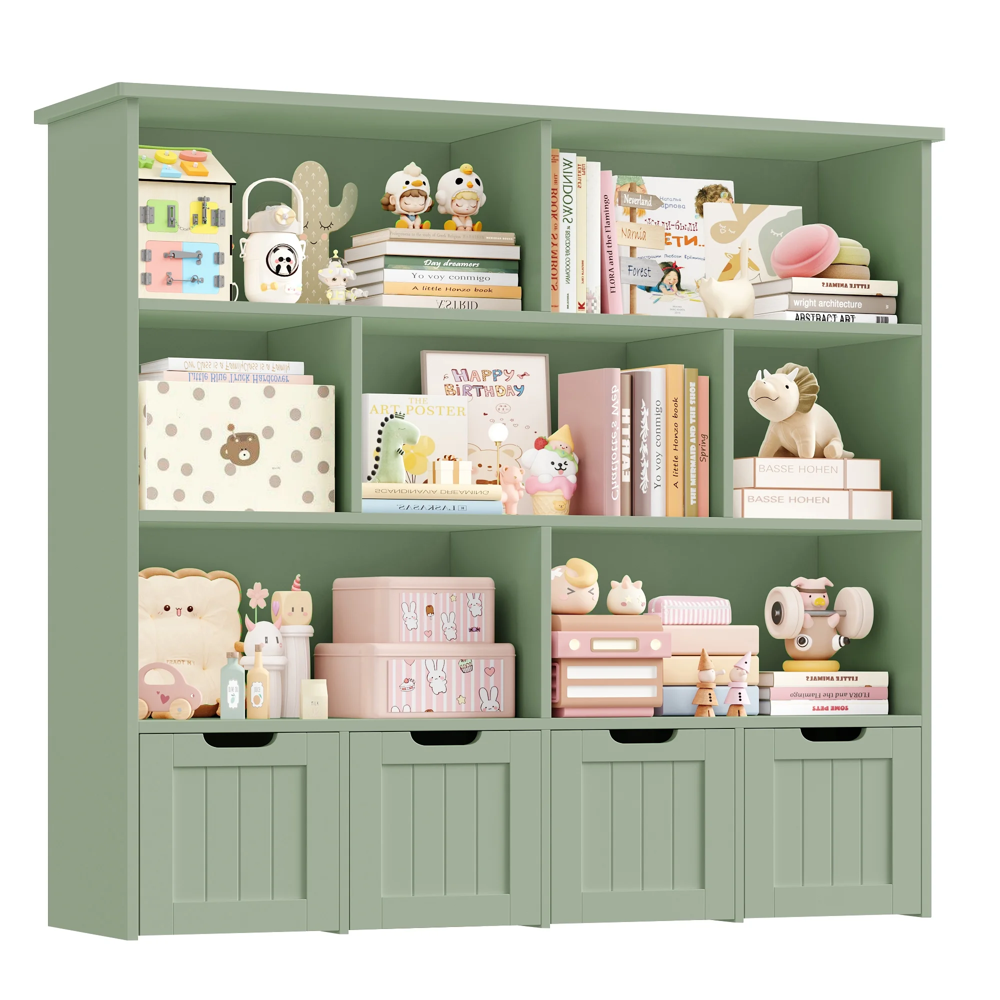 Homfa 7 Cube Toy Storage Organizer, Kids Geometric Bookcase and Bookshelf with 4 Drawers, White - Image 37