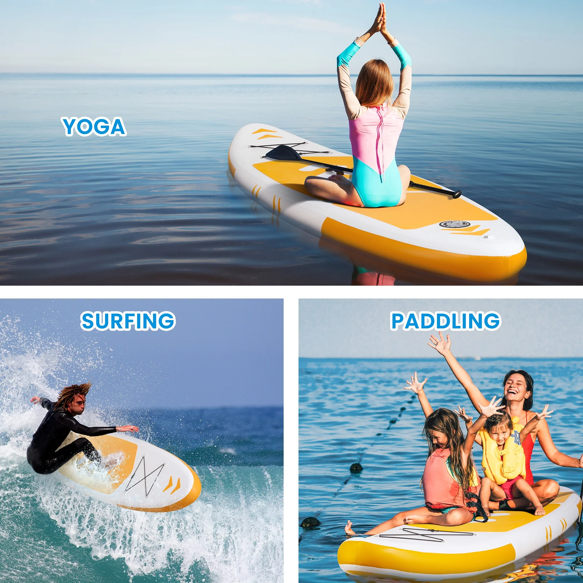 Naipo 120"x30"x6" Inflatable Paddle Board Stand Up Paddle Board SUP Board Ultra-Light (17LBS) For Summer Surfing, Orange - Image 8