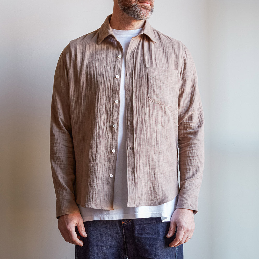 Merci - Chemise Gaspard en gaze de coton - Beige