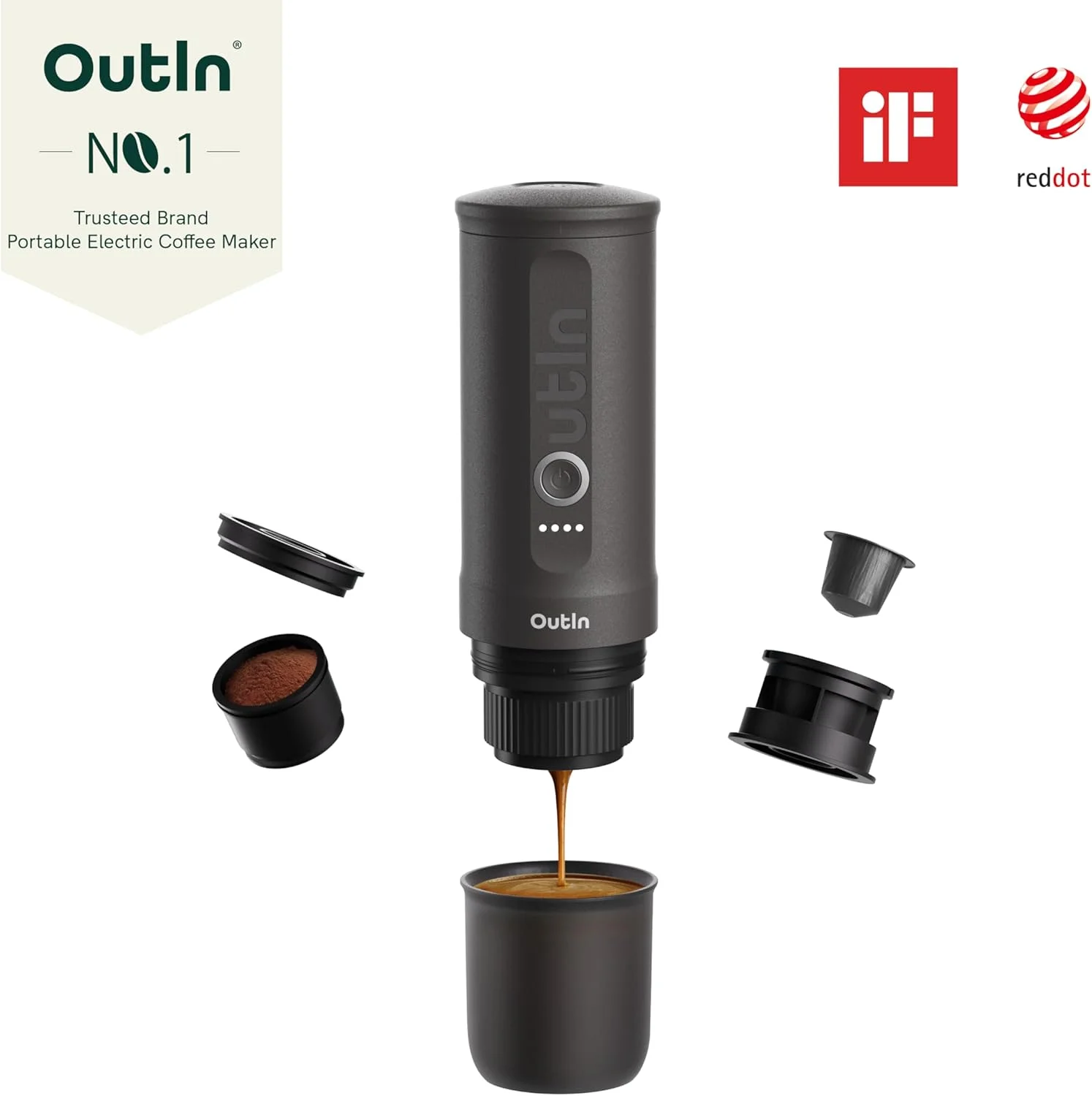 OutIn Nano Portable Electric Espresso Machine, Travel Coffee Maker for Camping, Car Coffee Maker Self-Heating with USB-C, With Ground Coffee & NS Capsule for RV, Hiking, Office - Image 9