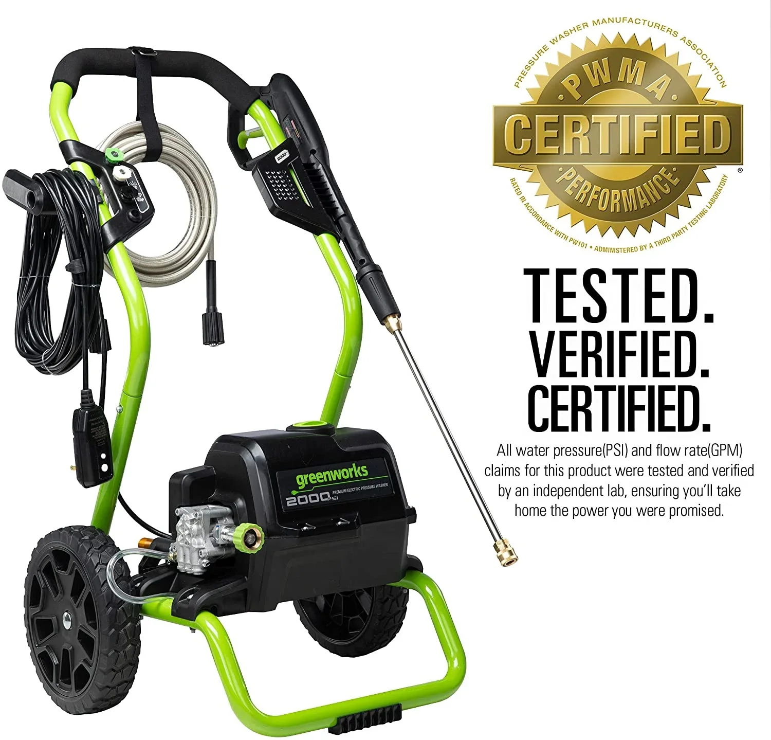 Greenworks 2000 PS at I 1.1 GPM Cold Water Electric Pressure Washer 5111802